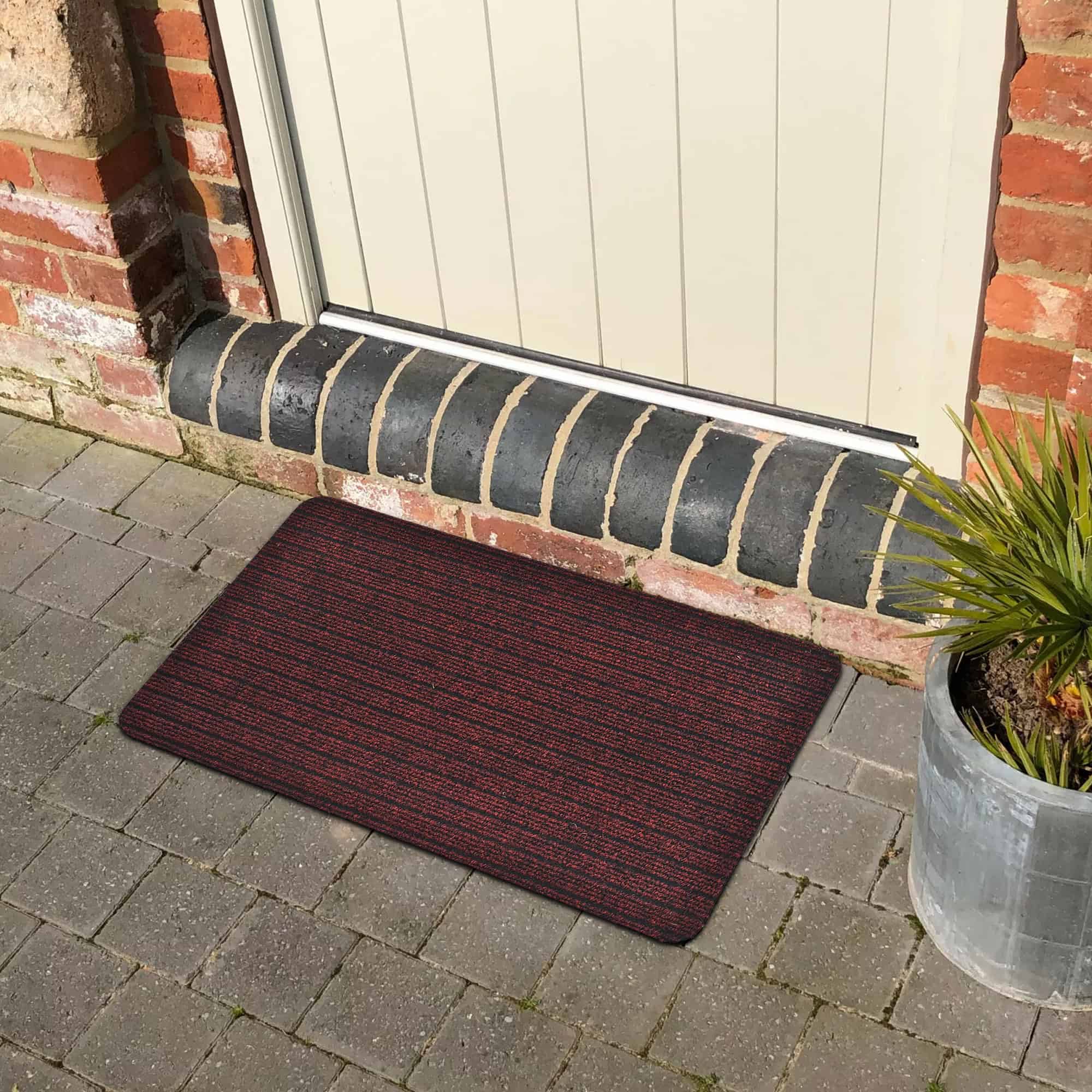 EVIDECO FRENCH HOME GOODS - 16 x 24-in Outdoor Front Door Mat Chloe Polypropylene Latex Rug Maroon
