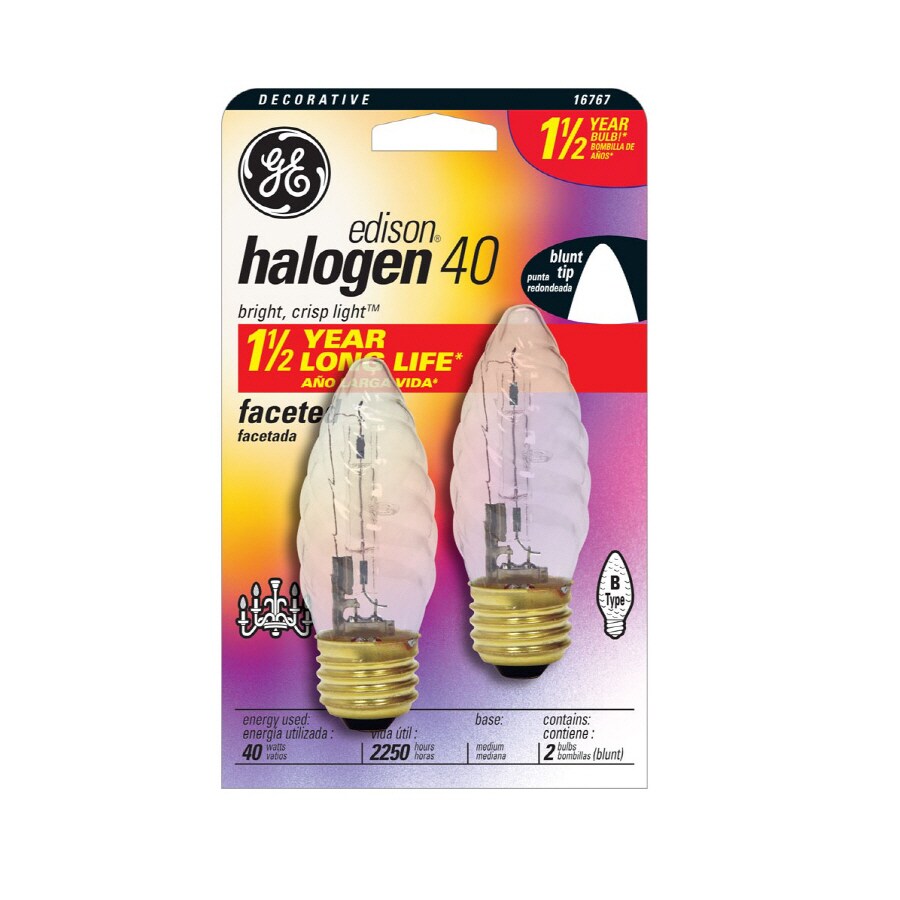 GE B Dimmable Bright White Decorative Halogen Light Bulb (2-Pack) At ...