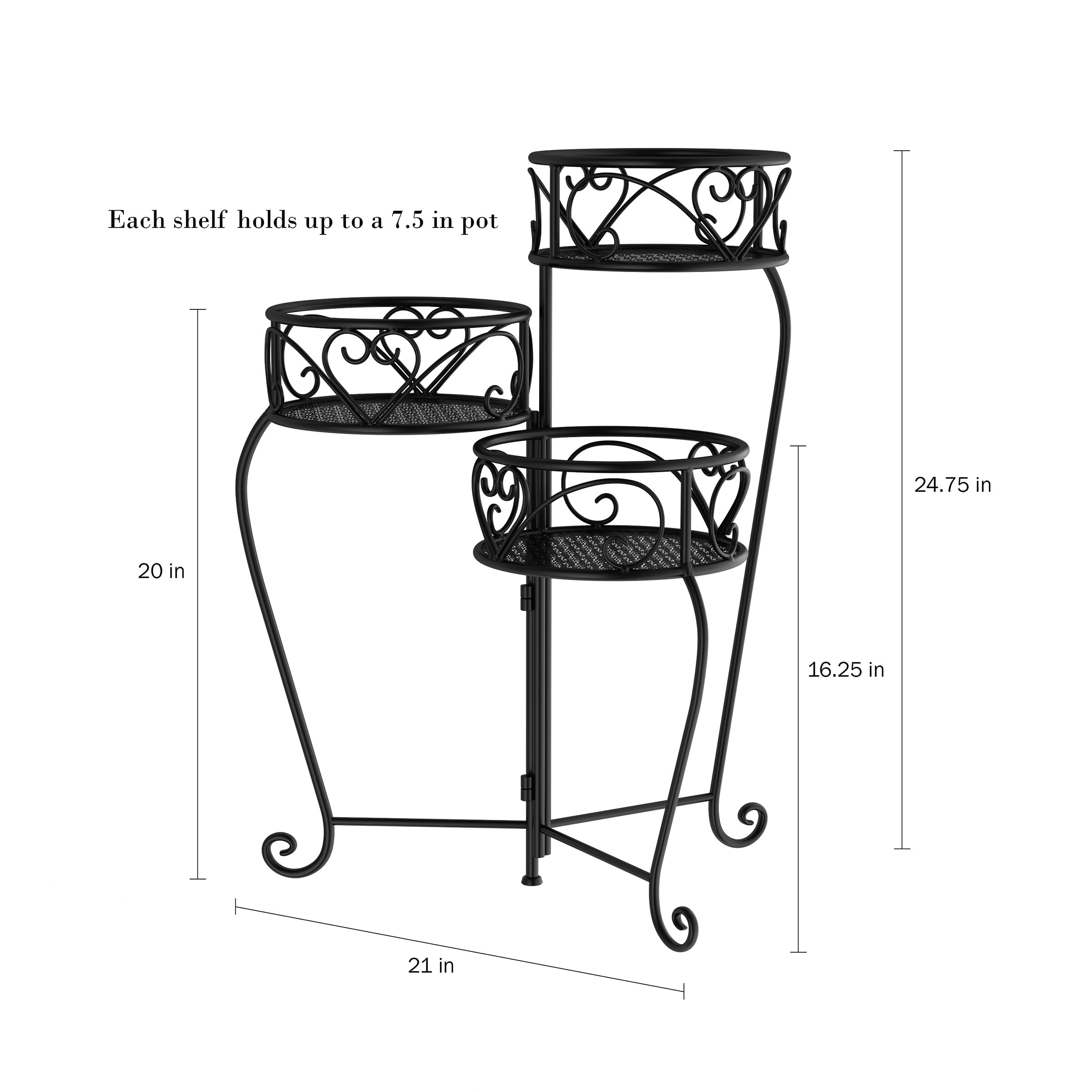 Nature Spring Plant Stands 24.75-in H x 21-in W Black Indoor/Outdoor ...