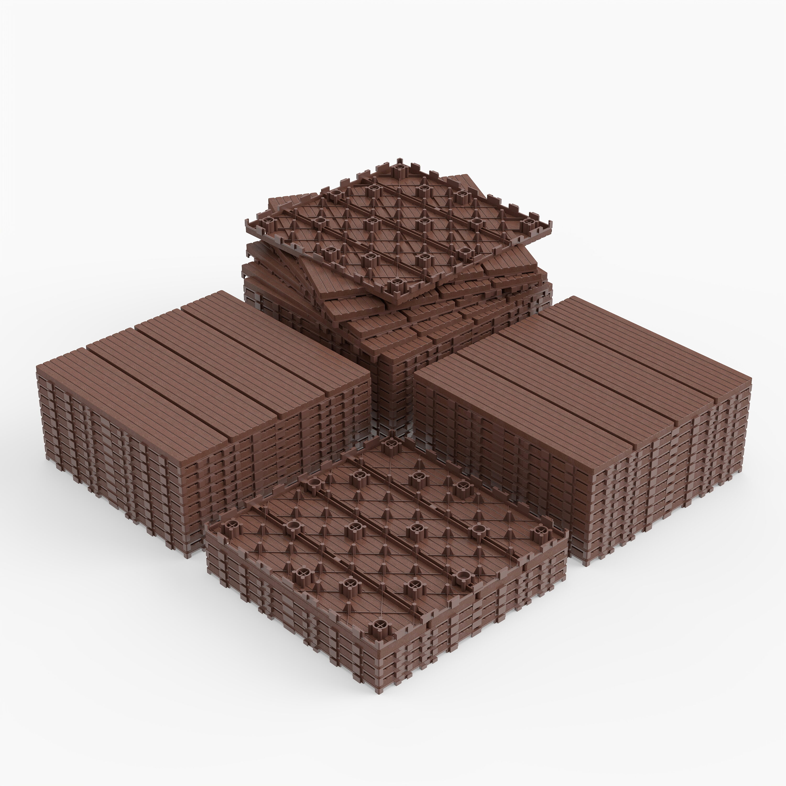 DENISLAWN 12-in x 12-in 44-Pack Brown Prefinished Plastic Interlocking Deck Tile (44 sq. ft.)