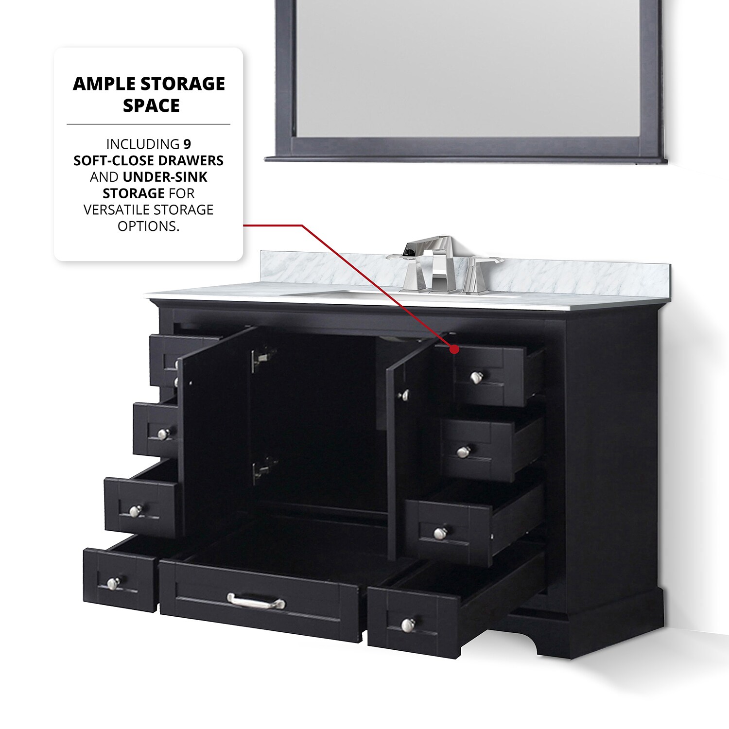 Dukes 48" Espresso Single Vanity with White Carrara Marble Top