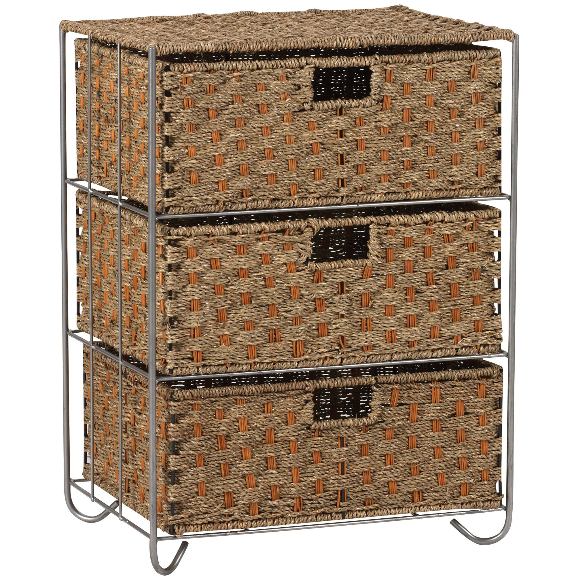 Home Collection Wicker Storage Cabinet With 1 Drawer and 3