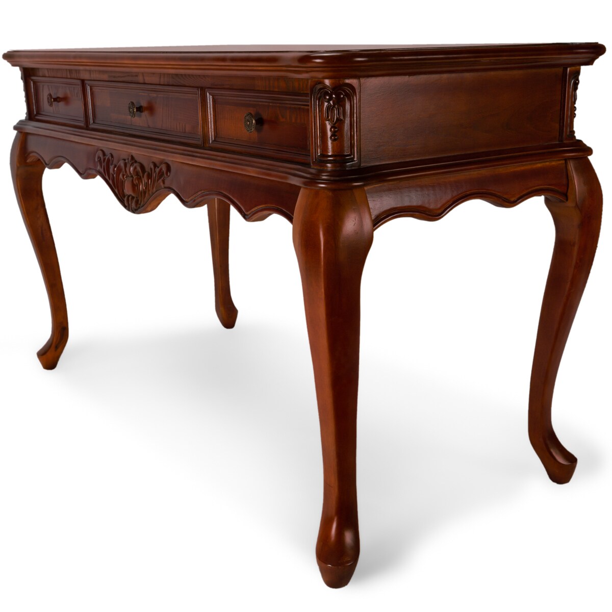 Cherry Birch Wood Executive Desk with Drawers