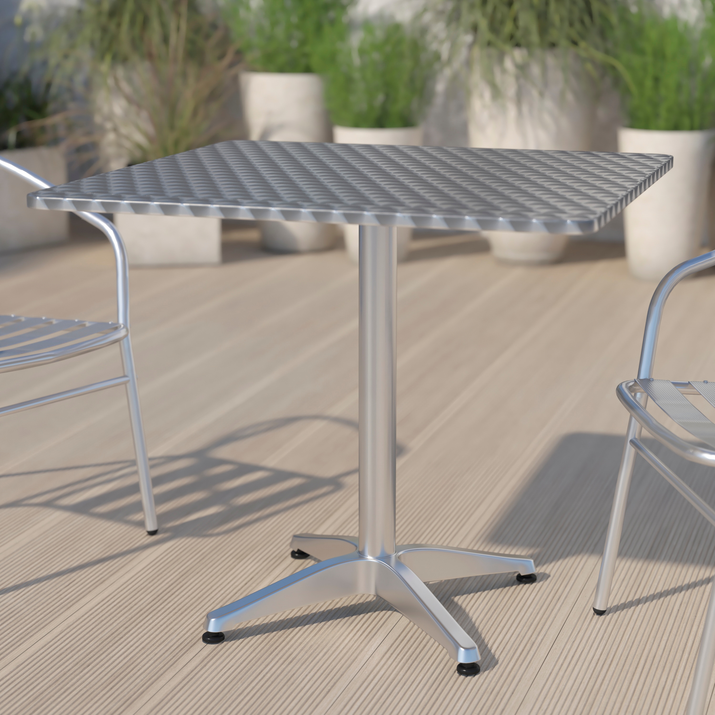 Mellie 31.5'' Square Silver Stainless Steel Dining Table