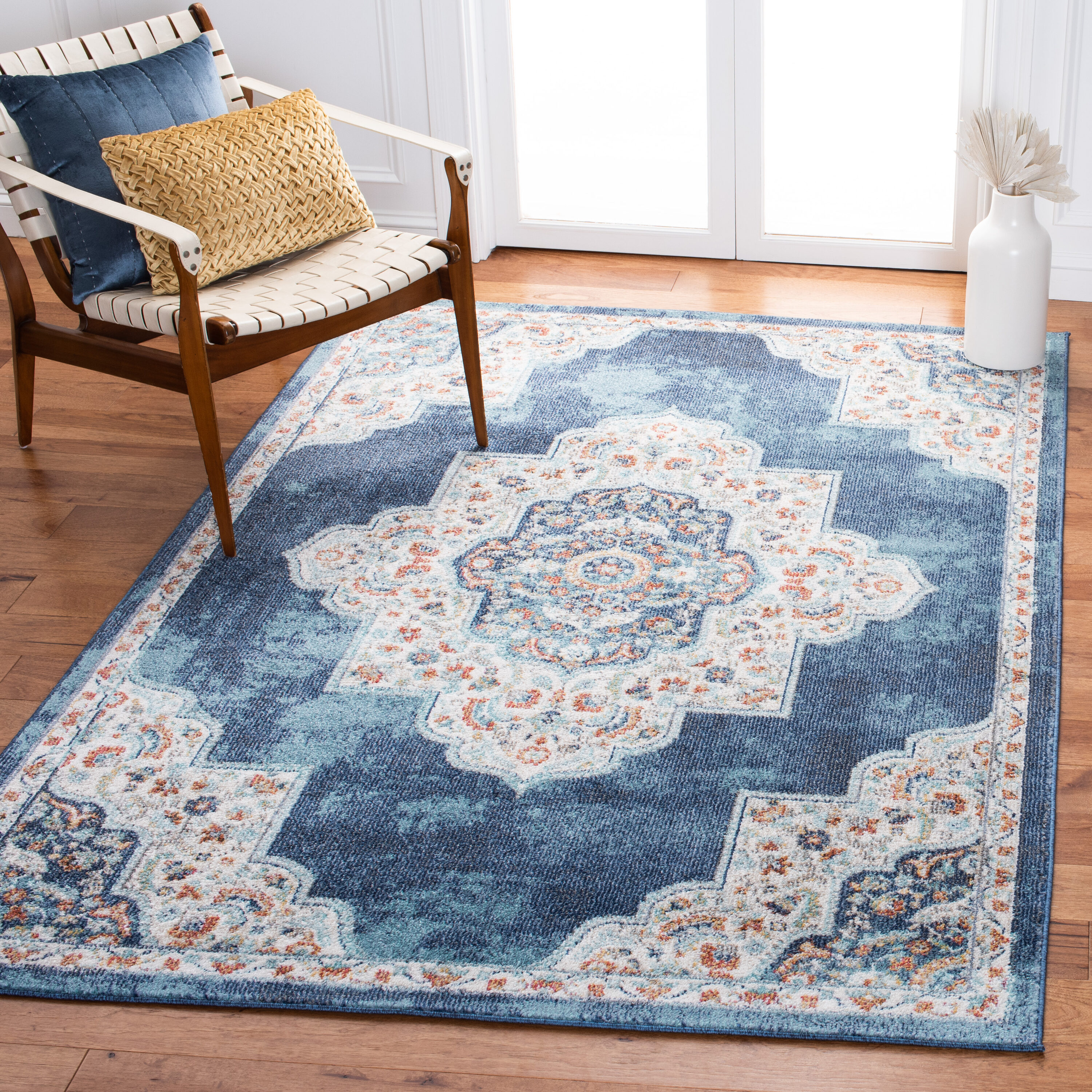 Phoenix 277M Navy/Ivory 5 x 7 Rectangular Area rug