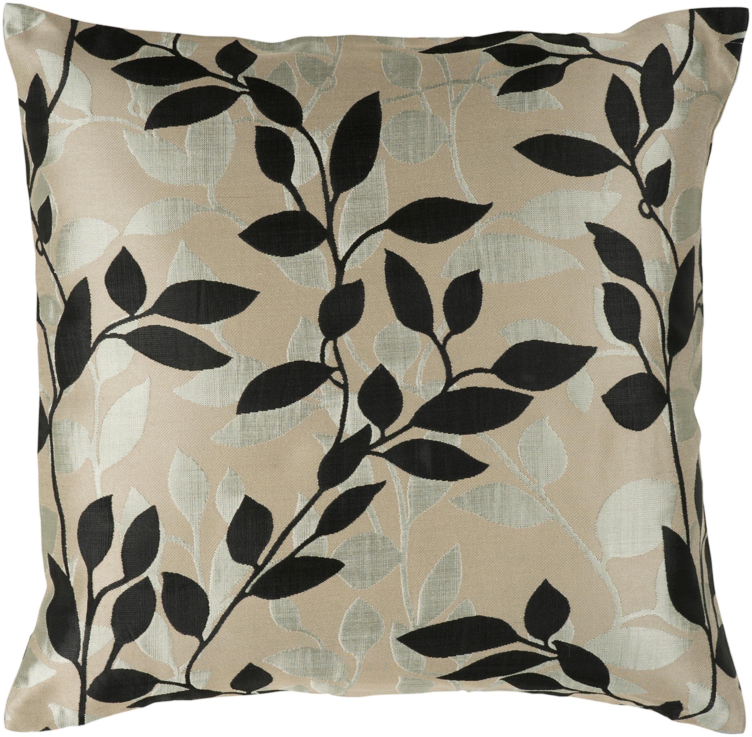 Surya HH061-1818P Wind Chime 18-in x 18-in Taupe/Black Indoor Decorative Pillow