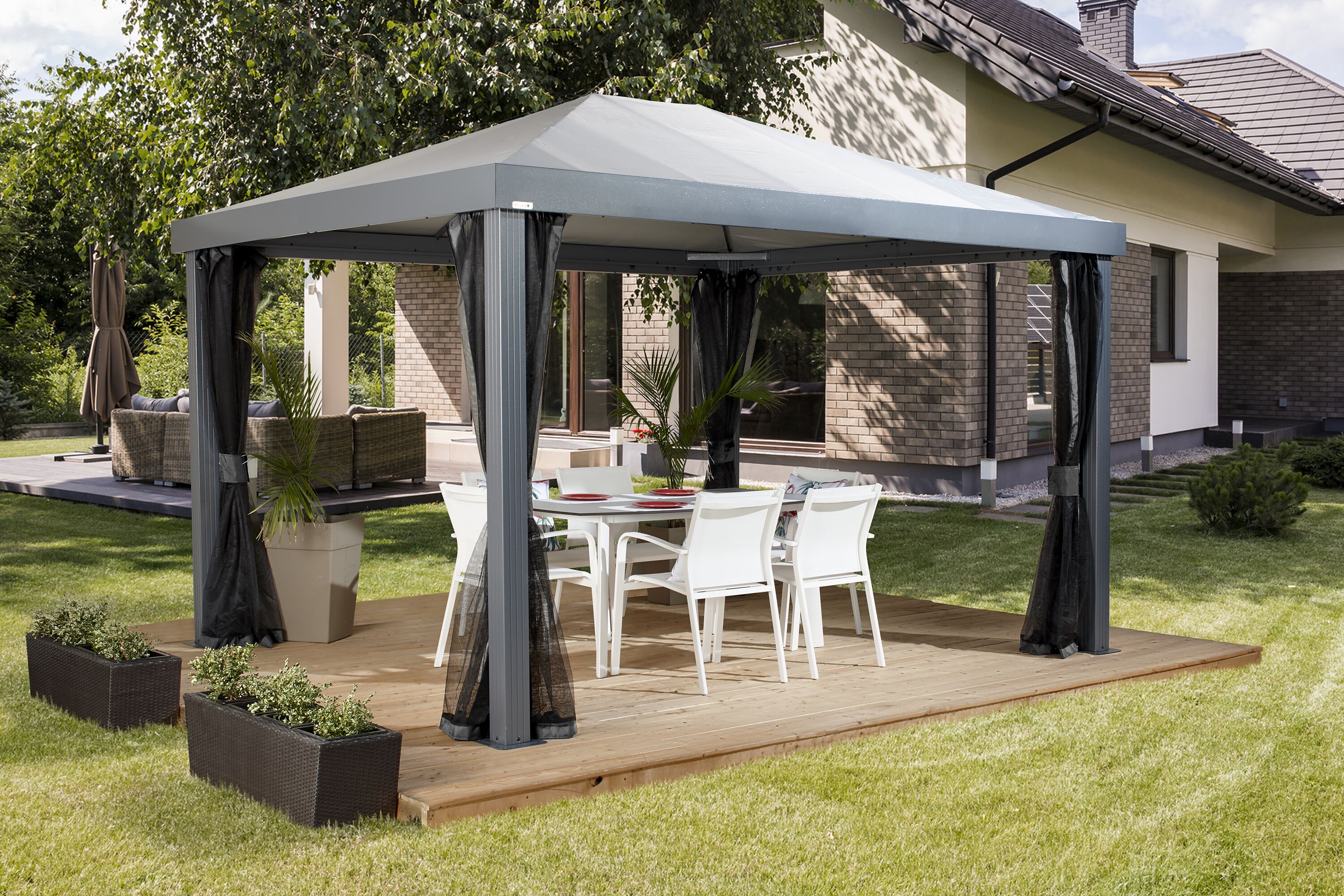 Sojag 500-9166842 10-ft x 12-ft Montessra Grey with Soft Top Roof (Screen Included)
