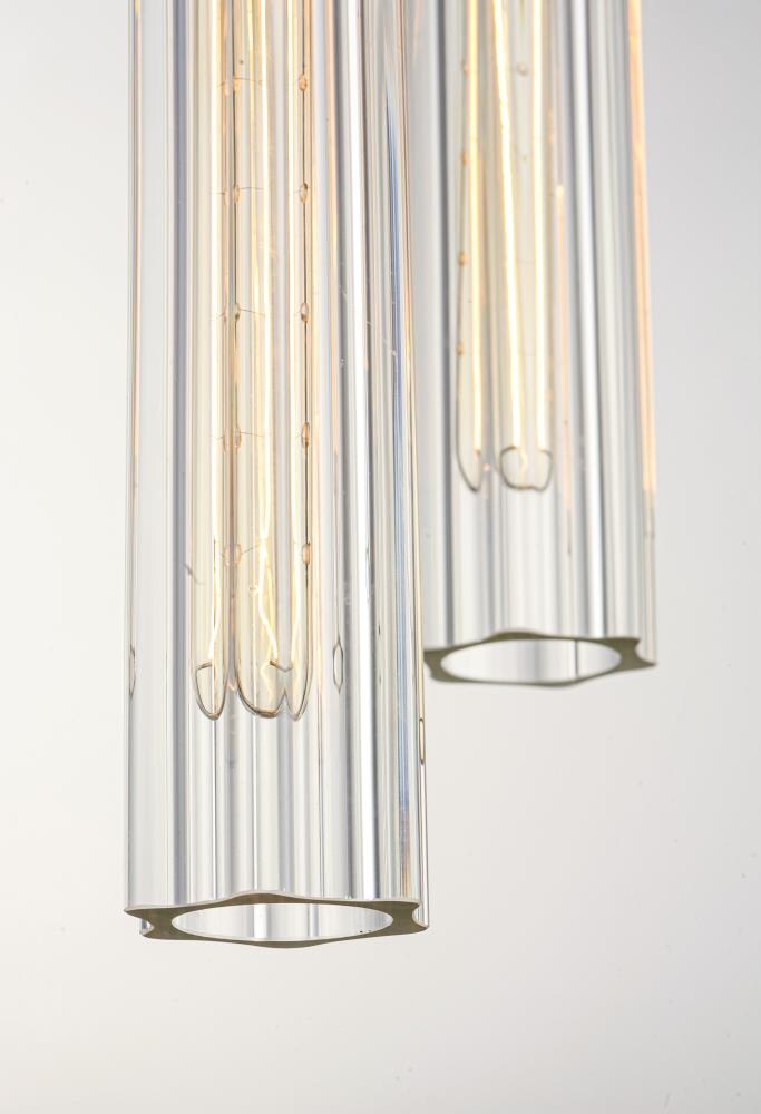 Elegant Flambeau 3-Light Chandelier in Black & Antique Brass with Crackle Glass