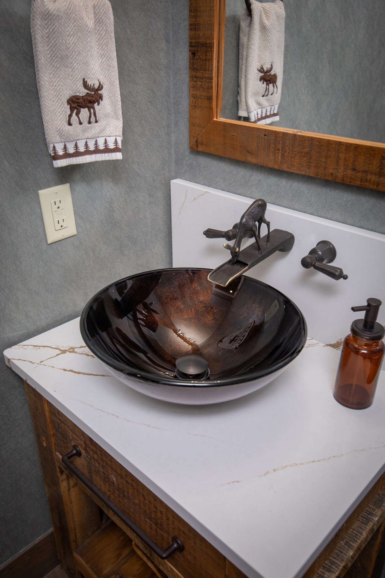 Eden Brown and Gold Tempered Glass Vessel Sink