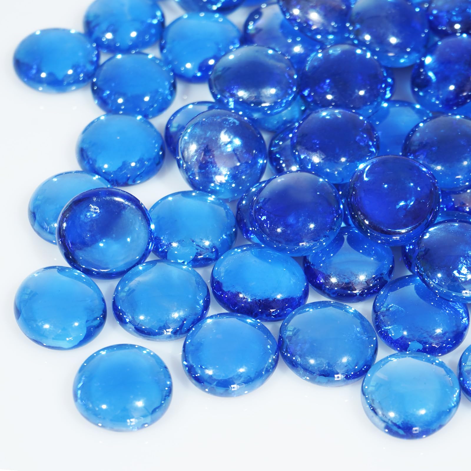 Vrbgify -  10 Pound Pack High Luster Round Fire Glass Beads Three Quarter Inch Caribbean Blue for...