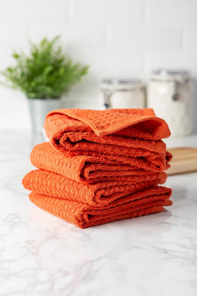 Kitchen Dish Towels Gray, 100% Cotton Waffle Weave 15x26, 12 pc