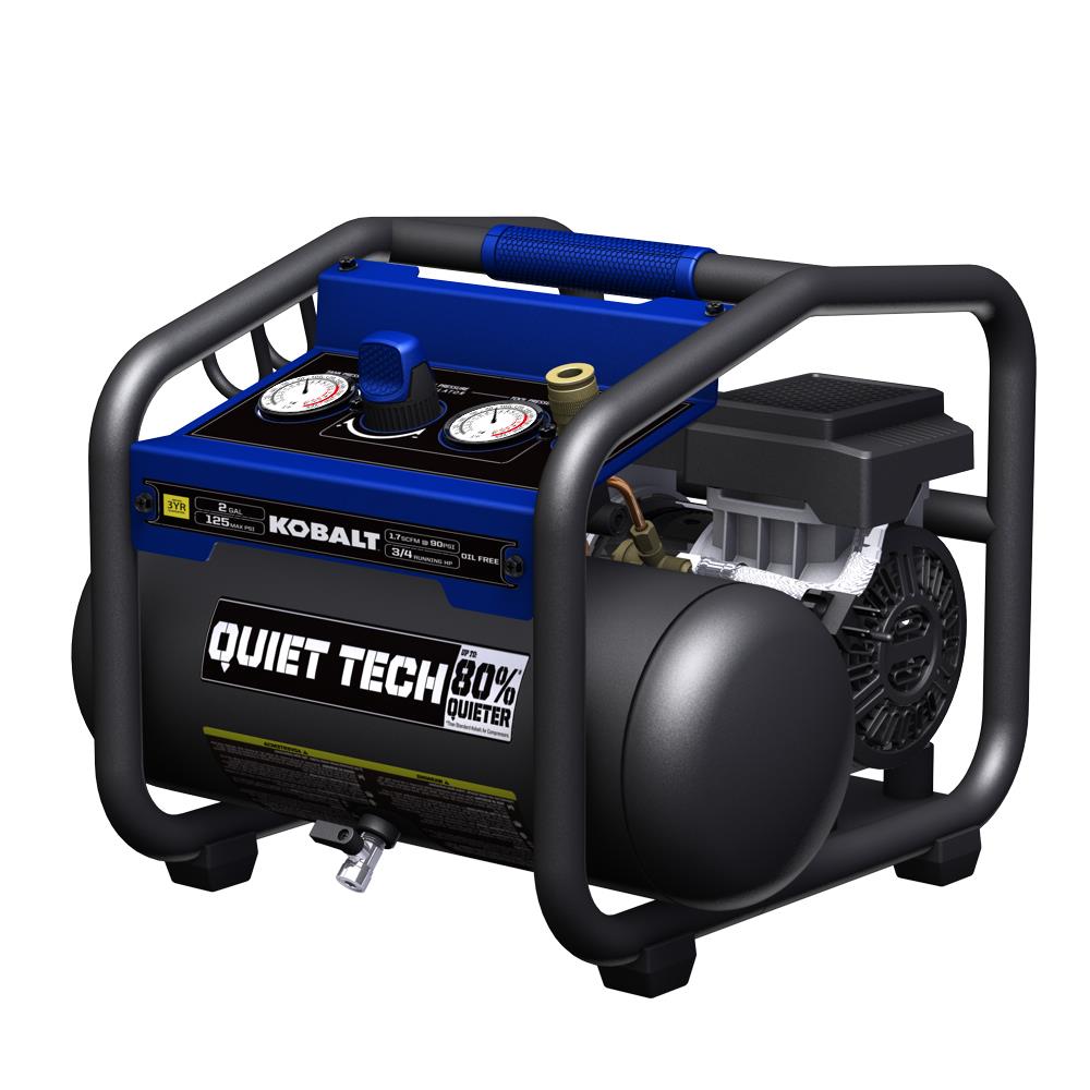 QUIET TECH 2-Gallons Portable 125 PSI Hot Dog Quiet Air Compressor | - Kobalt 3300244