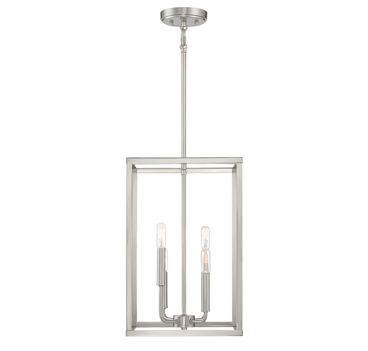 Contemporary Geometric 4-Light Brushed Nickel Pendant