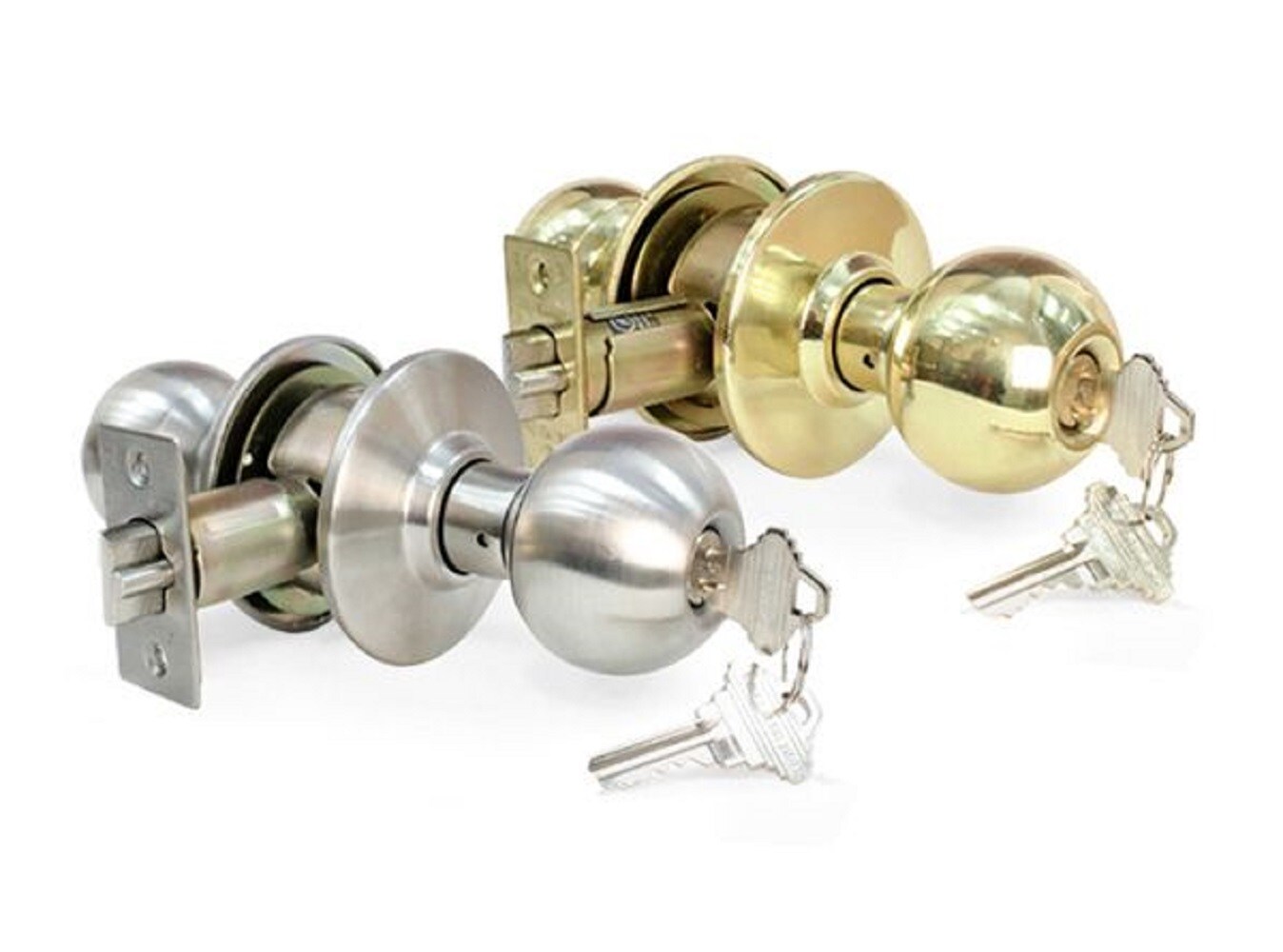 Premier Lock Polished Brass Universal Interior Hall/Closet Keyed Entry Door  Handle