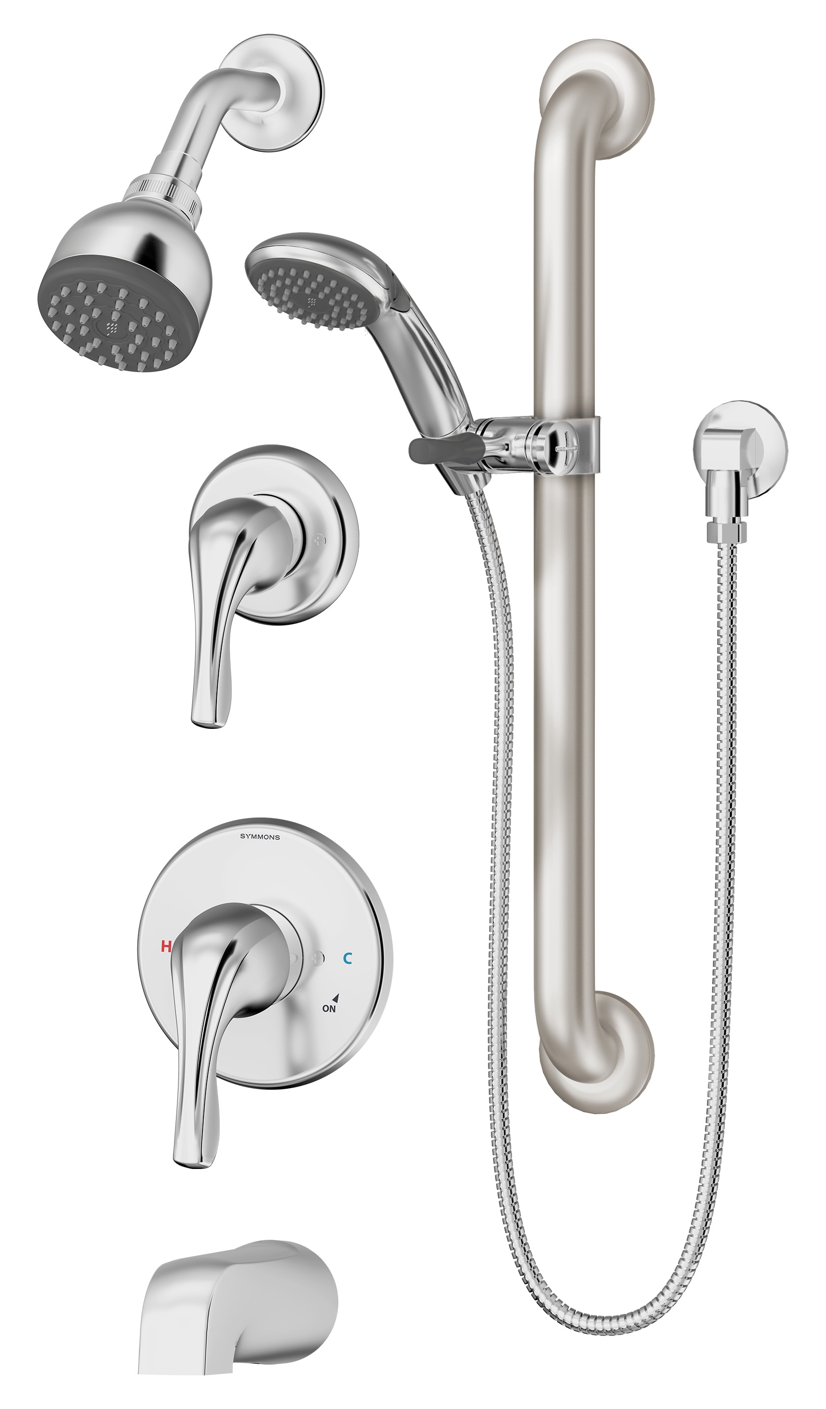 Symmons 9606-PLR-1.5-TRM Origins Polished Chrome 2-handle Single function 2.76-Inches Round Bathtub and shower Faucet