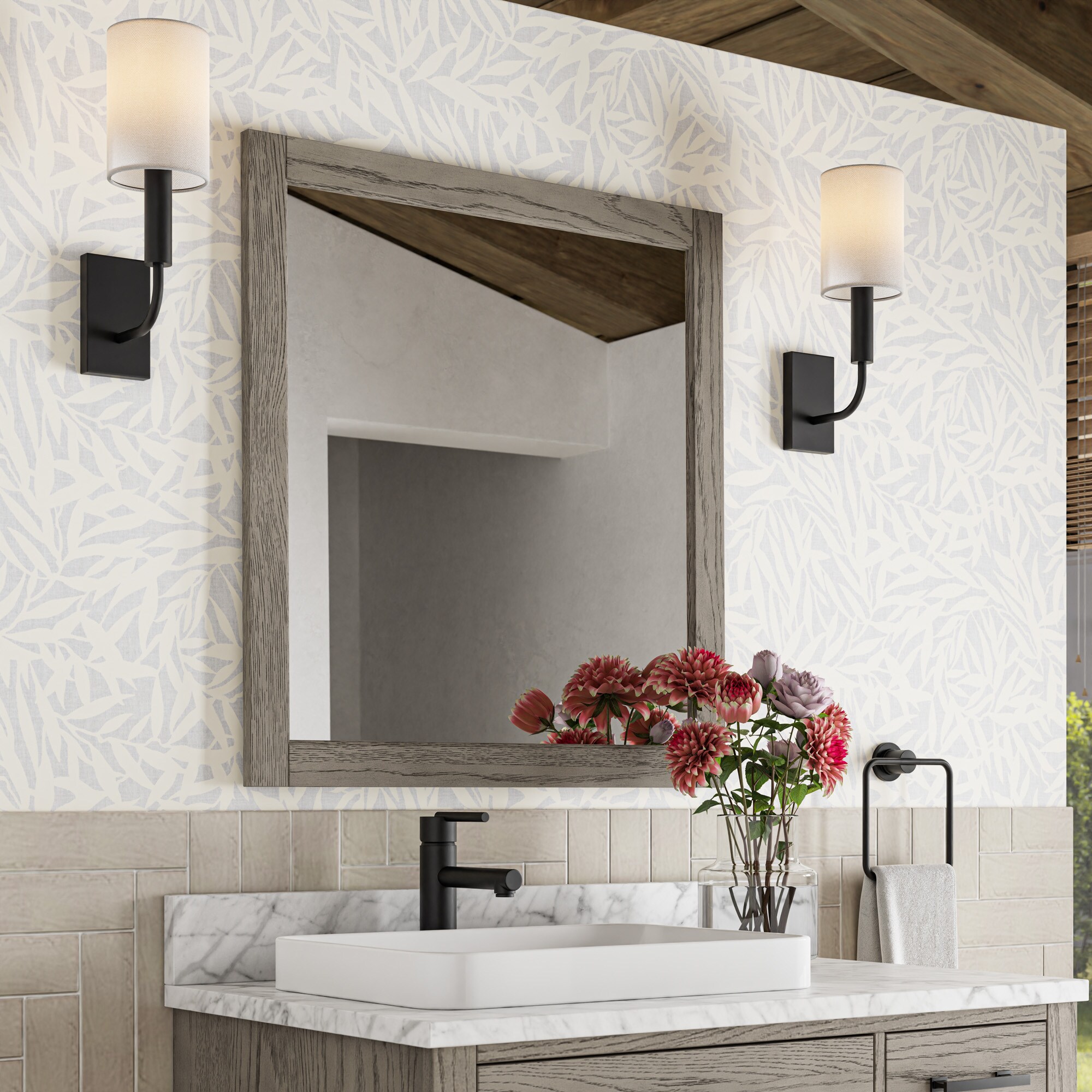 ED Ellen DeGeneres Valerosa 28-in x 30-in Framed Bathroom Vanity Mirror ...