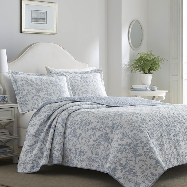 Laura Ashley Amberley 2-Piece Soft Blue Twin Quilt Set in the Bedding Sets  department at Lowes.com