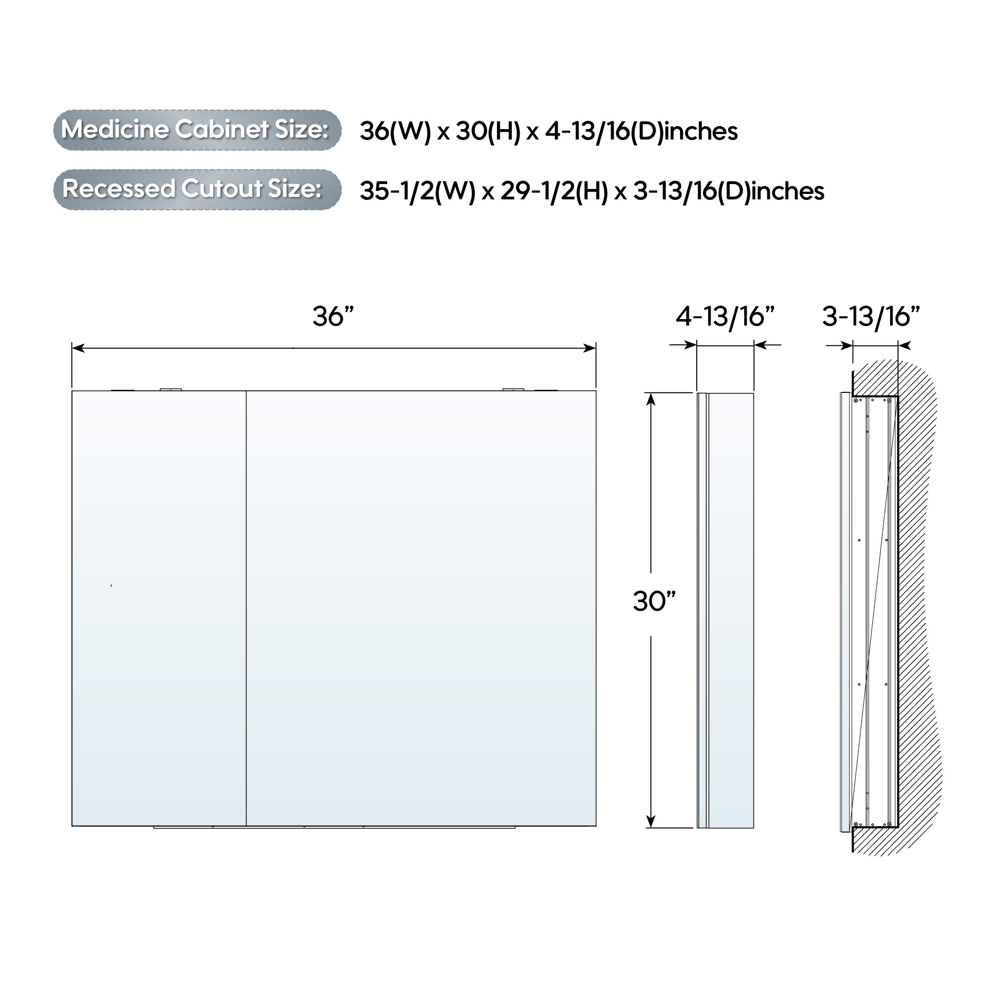 CALVON ROABCA12R-24R Bathroom-Medicine-Cabinets - View #7