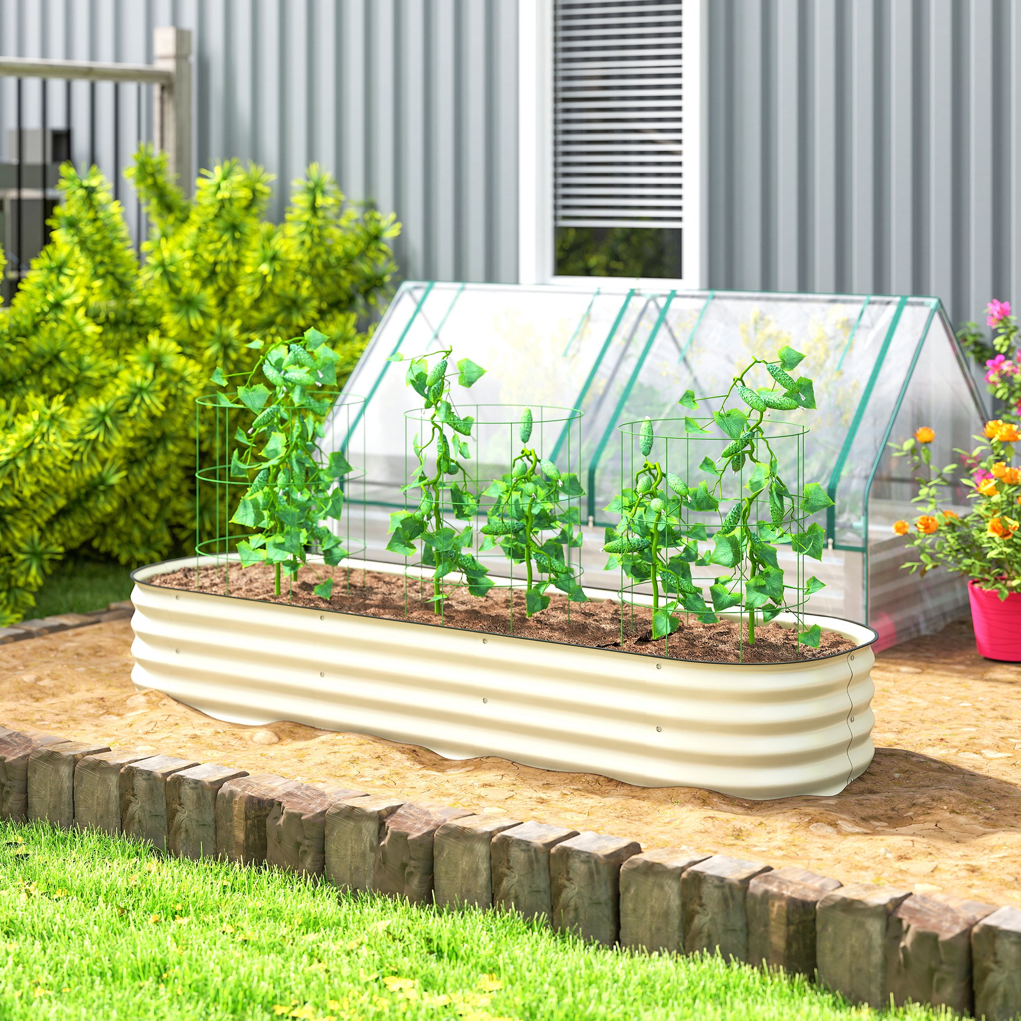 Outsunny 6.5ft x 2ft x 1ft Galvanized Raised Garden Bed Kit Outdoor ...