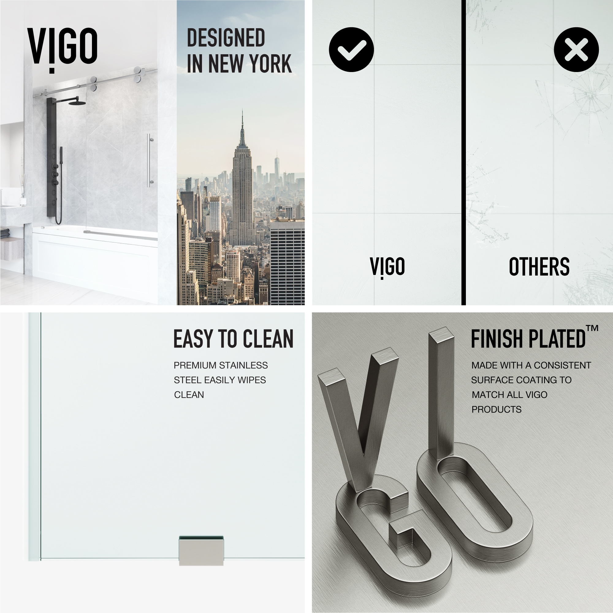 Elan 56-60" Stainless Steel Frameless Sliding Tub Door