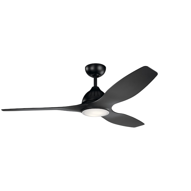 Kichler Jace 60 In Satin Black Led Indoor Outdoor Ceiling Fan With Light 3 Blade The Fans Department At Com - 60 Black Outdoor Ceiling Fan With Light