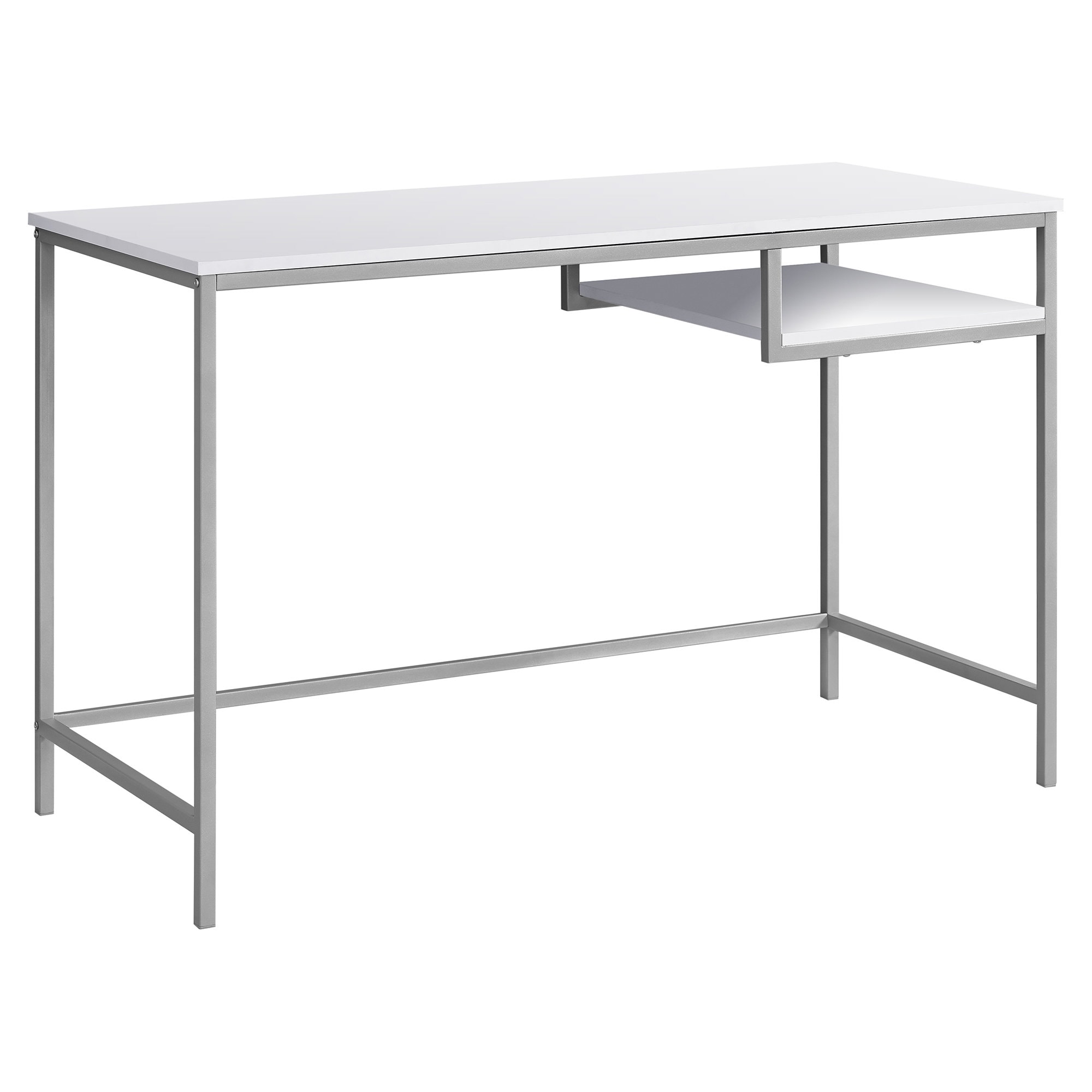 Simplicity Style Computer Desk, Rectangular Desk with 3-Open Cubbies, Home Office Console Table, Computer Workstation for Home - White