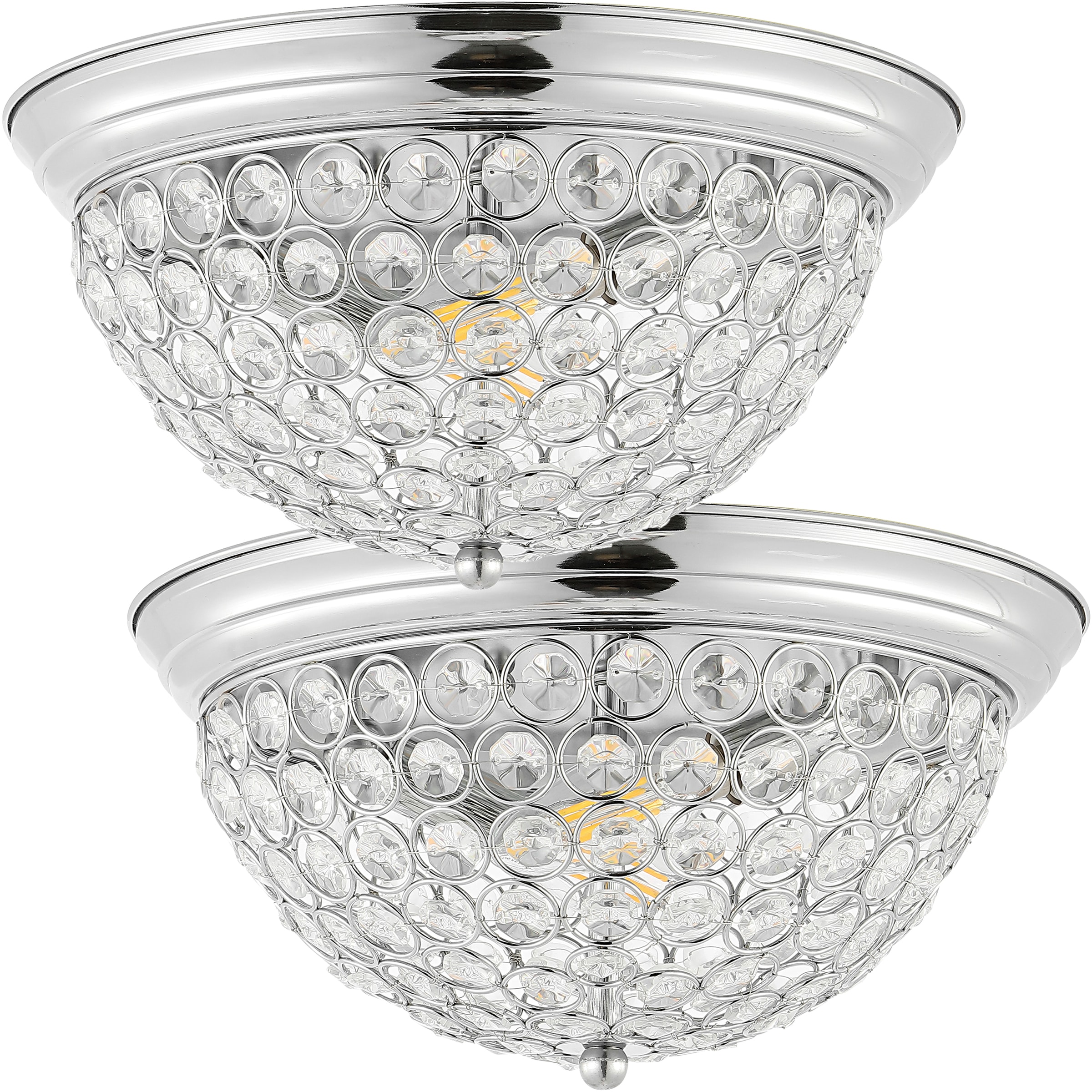 12" Clear Crystal and Chrome LED Flush Mount Light