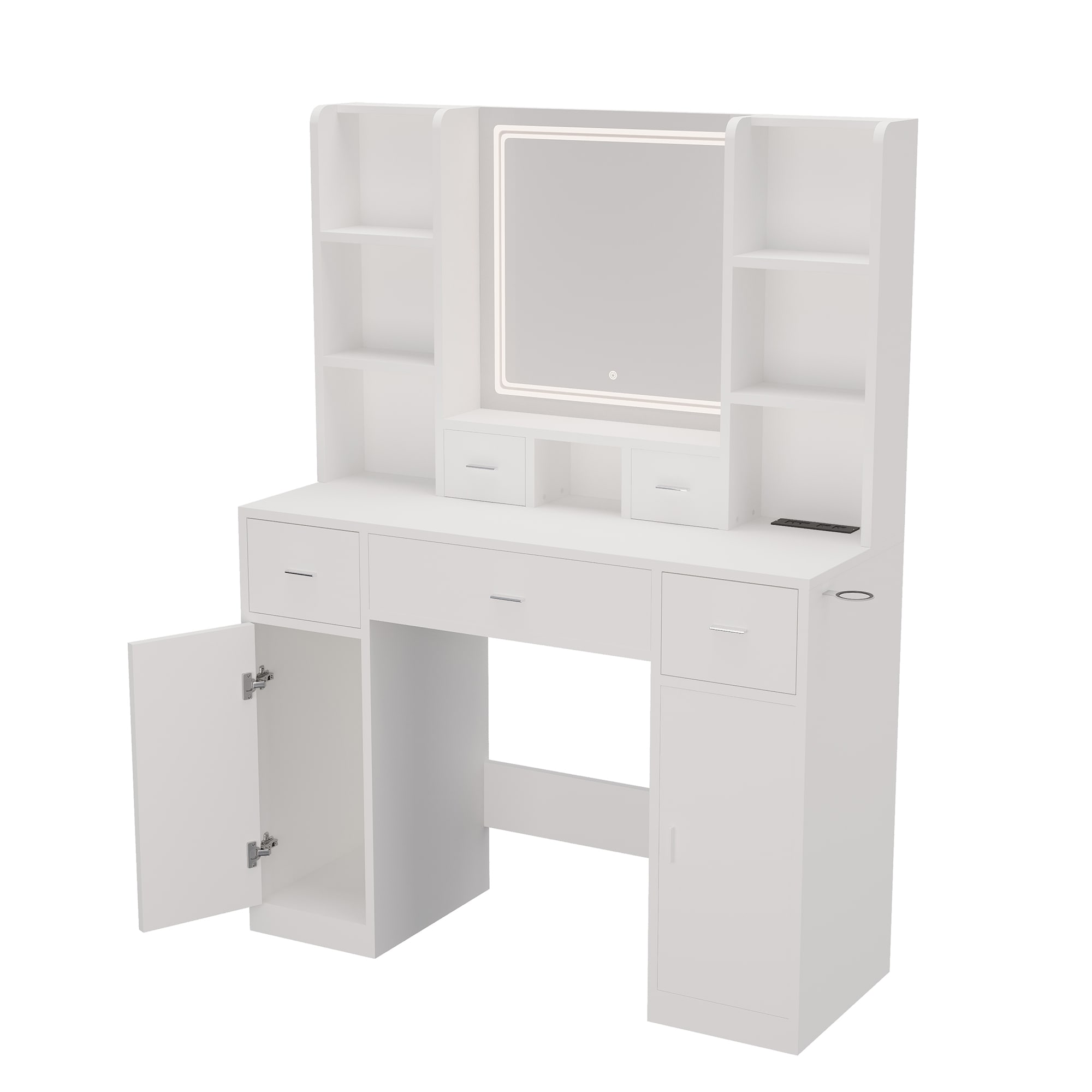 SINOFURN SYC080023WT 43.3-Inches White Makeup Vanity