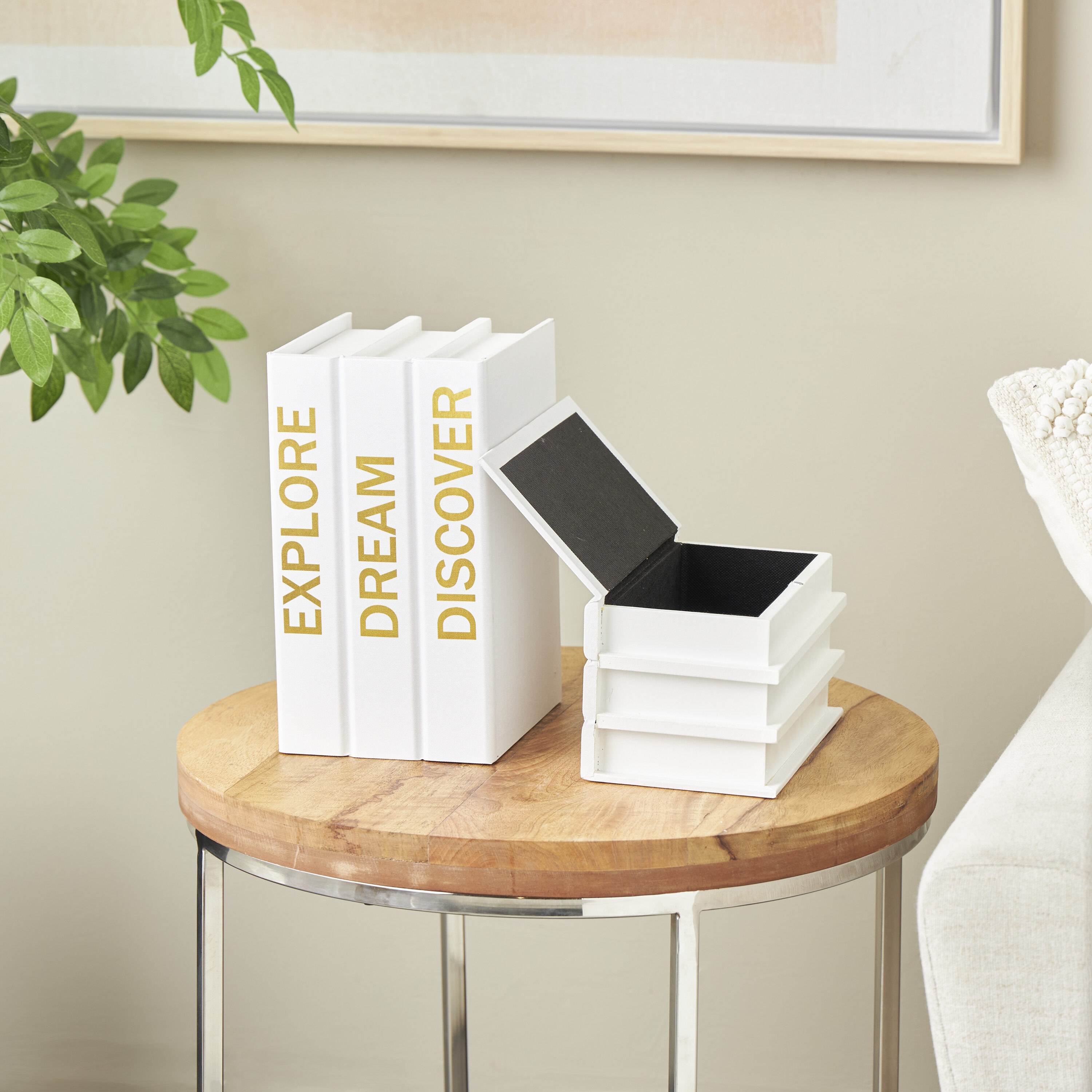Grayson Lane 822626 2 -Pack White Wood Modern Decorative box
