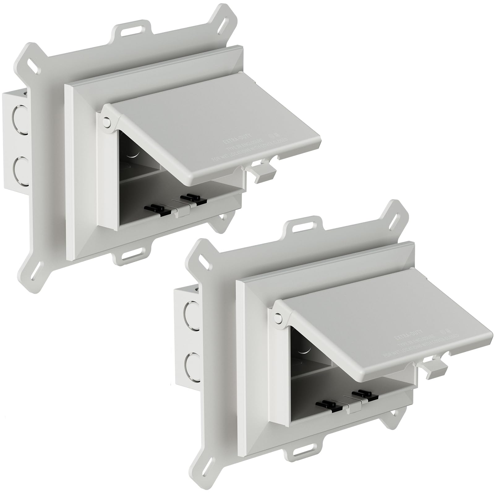 Anqtovp  2 Pcs Recessed Outlet Box Low Profile Electrical Boxes Wall Plate Kit for New Vinyl Siding Duplex Decorator Covers 1 Gang Horizontal