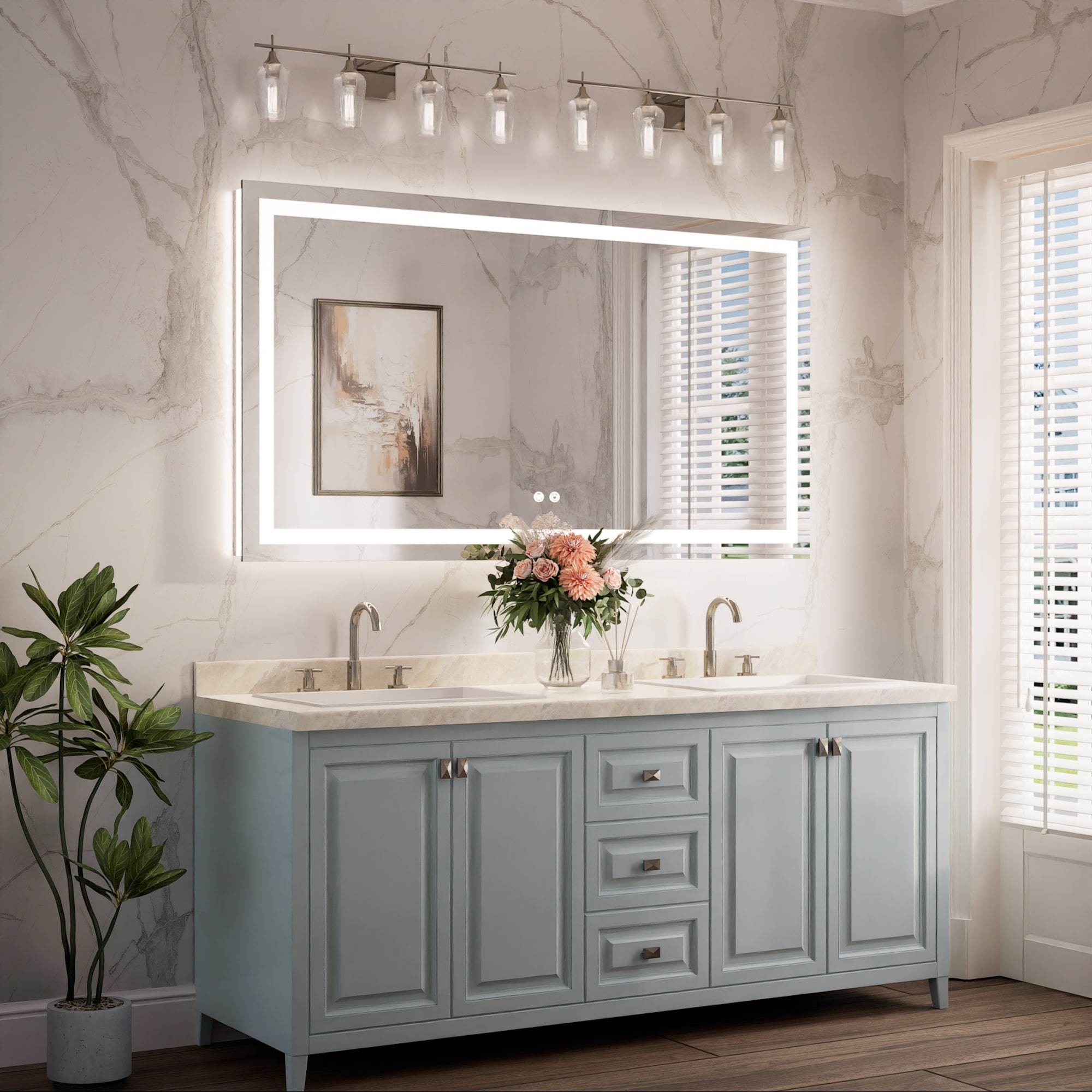 Keonjinn LW-ZBGFXFJ-13976F Framed-Bath-Mirrors - View #2