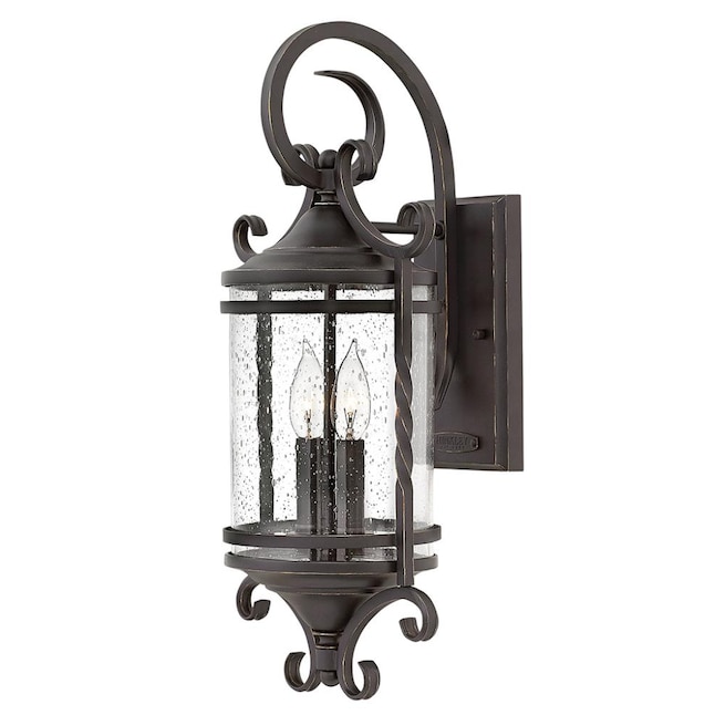 Hinkley Casa 2-Light 21.5-in Olde Black with Clear Seedy Glass Outdoor Wall  Light in the Outdoor Wall Lights department at Lowes.com