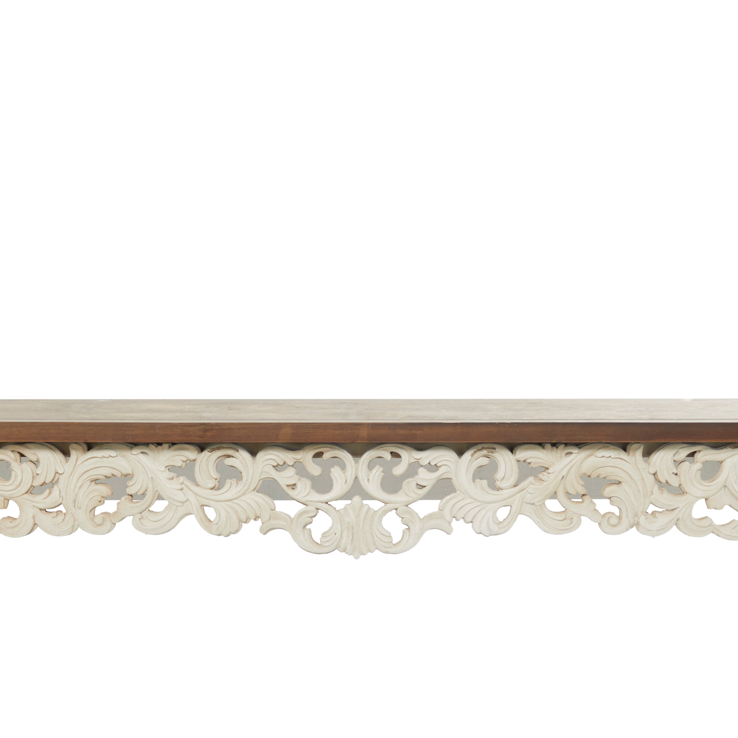 Elegant Farmhouse 46" White and Brown Wood Carved Console Table