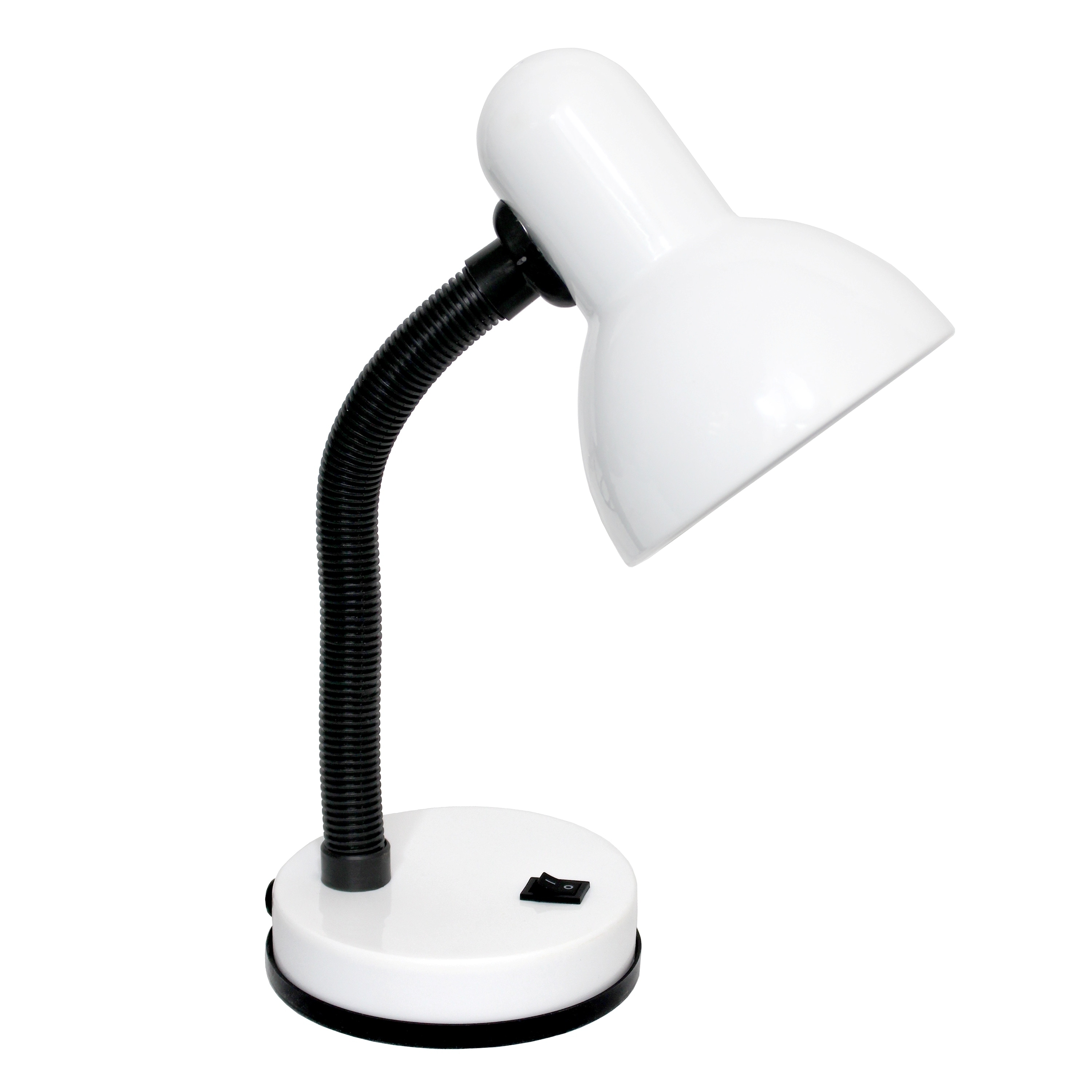 Simple Designs 14.25-in White Standard Desk Lamp with Metal Shade
