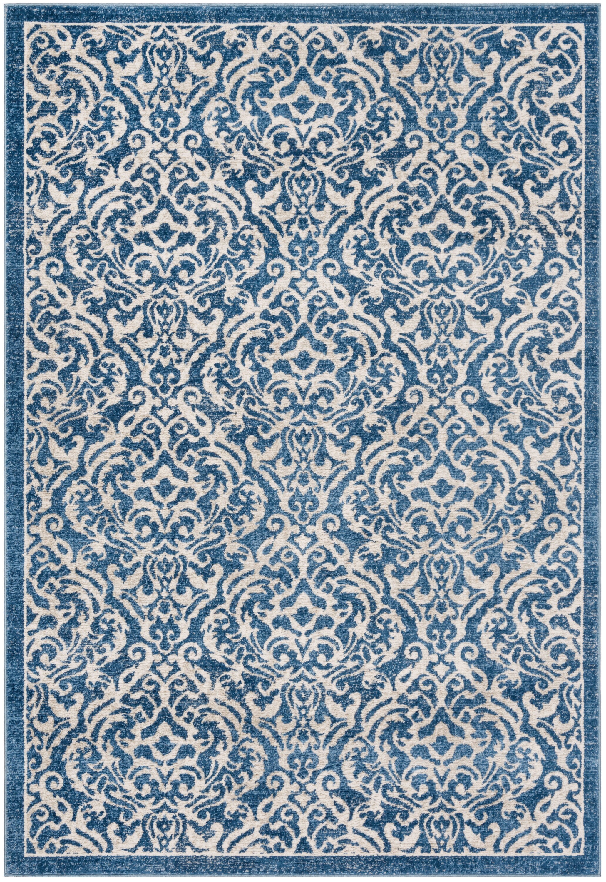 Safavieh BNT810N-6 Brentwood 6 x 9 (ft) Loomed Polypropylene Navy/Creme Rectangular Indoor Distressed/Overdyed Vintage Area rug