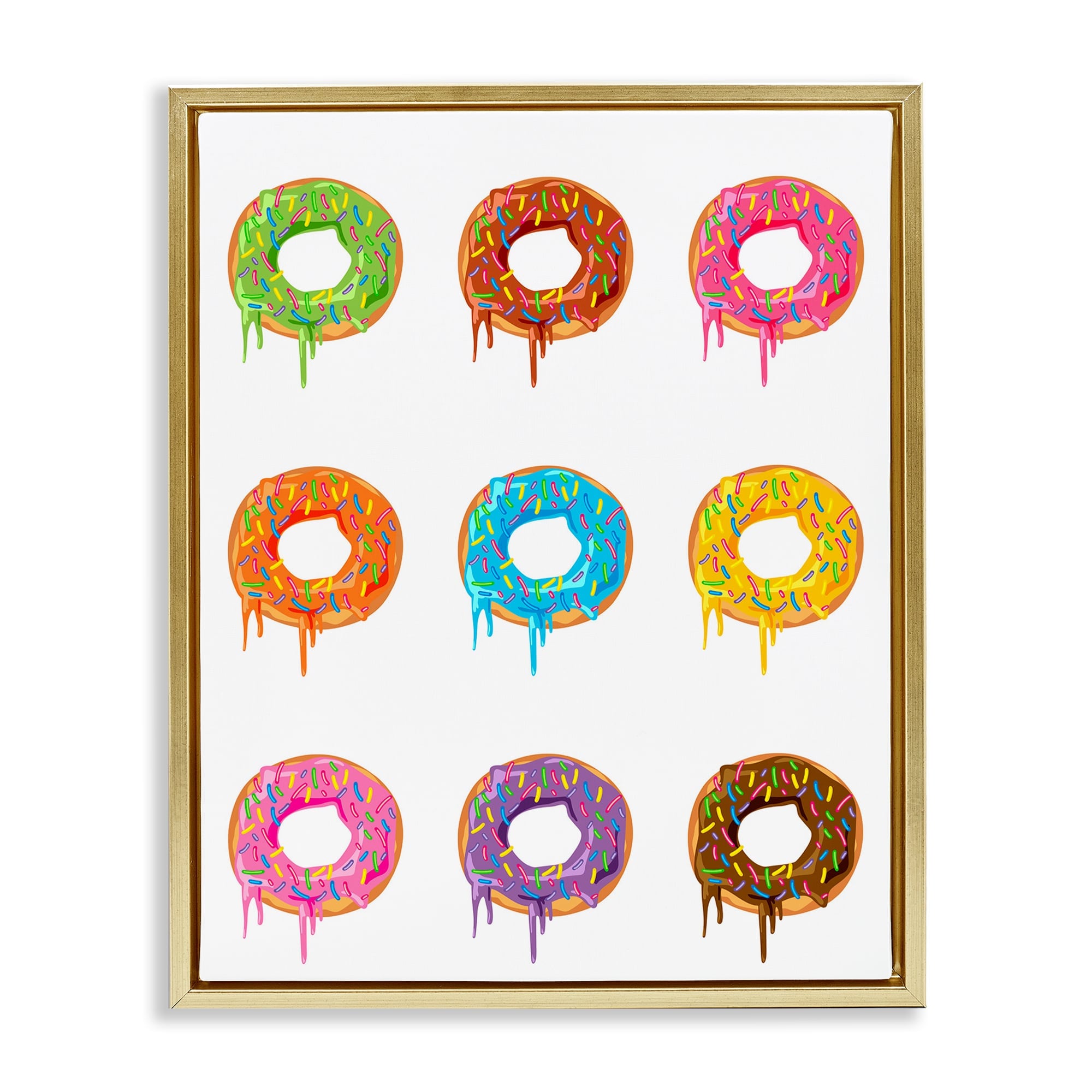 Stupell Industries BS-486-FFG-16X20 Bright Donut Rows Floating Frame design by Marcus Prime