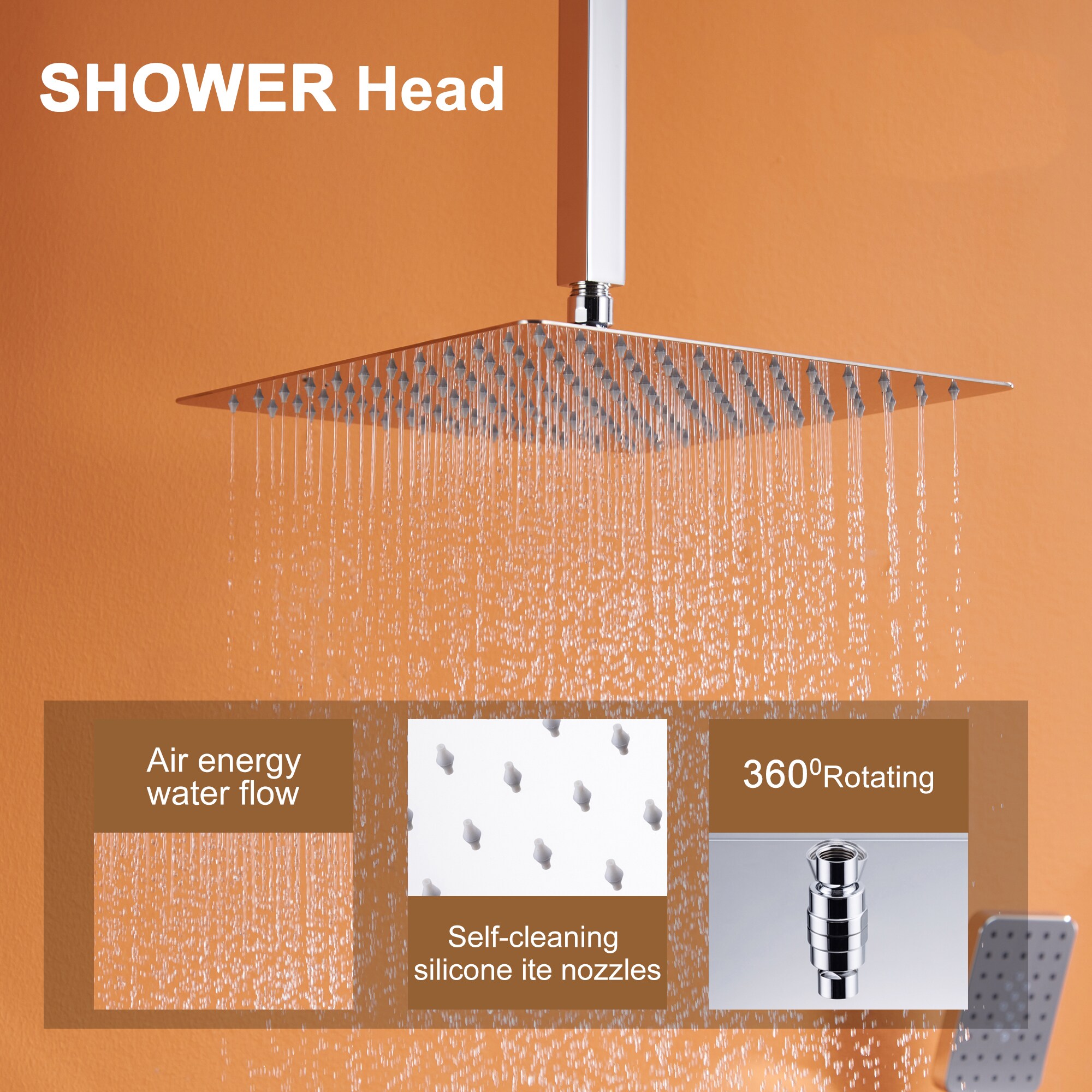Clihome CL-EB10WMB Showerhead-Bar-Panels - View #6