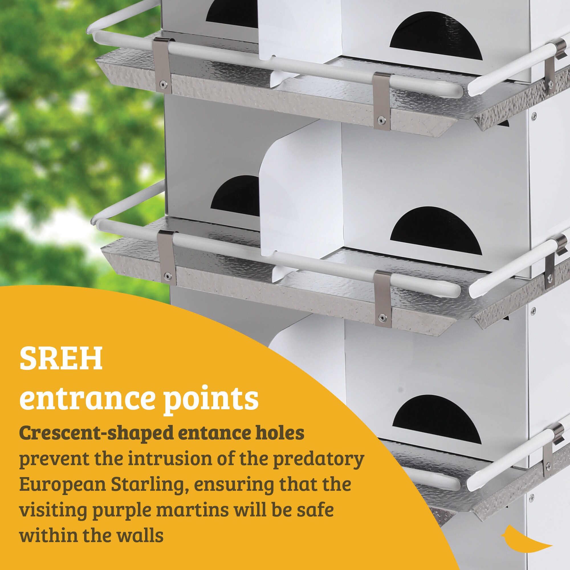 26" White and Silver Aluminum 4-Floor Purple Martin Bird House