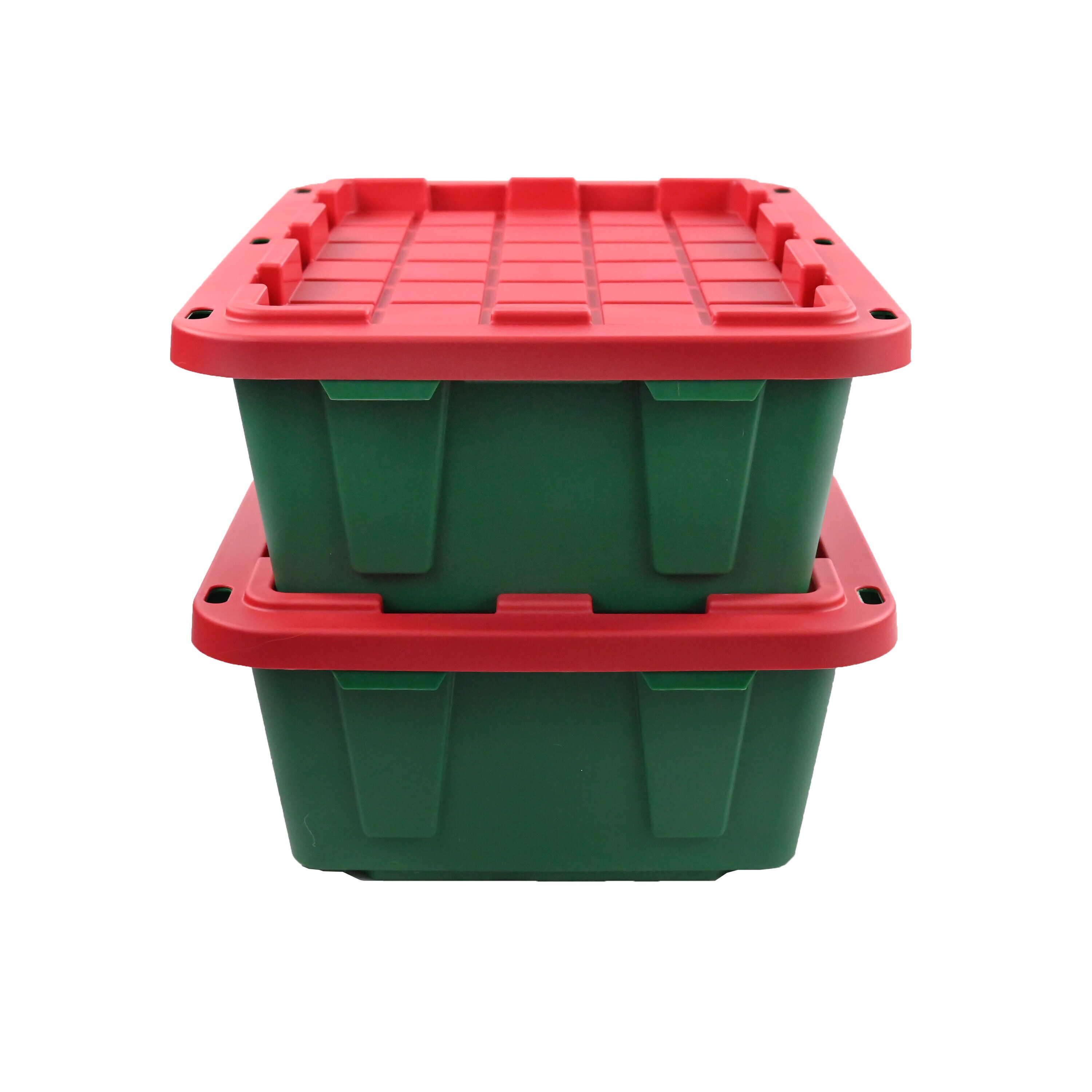 Holiday Living Large 32-Gallons (128-Quart) Red/Green Heavy Duty Tote with  Standard Snap Lid at