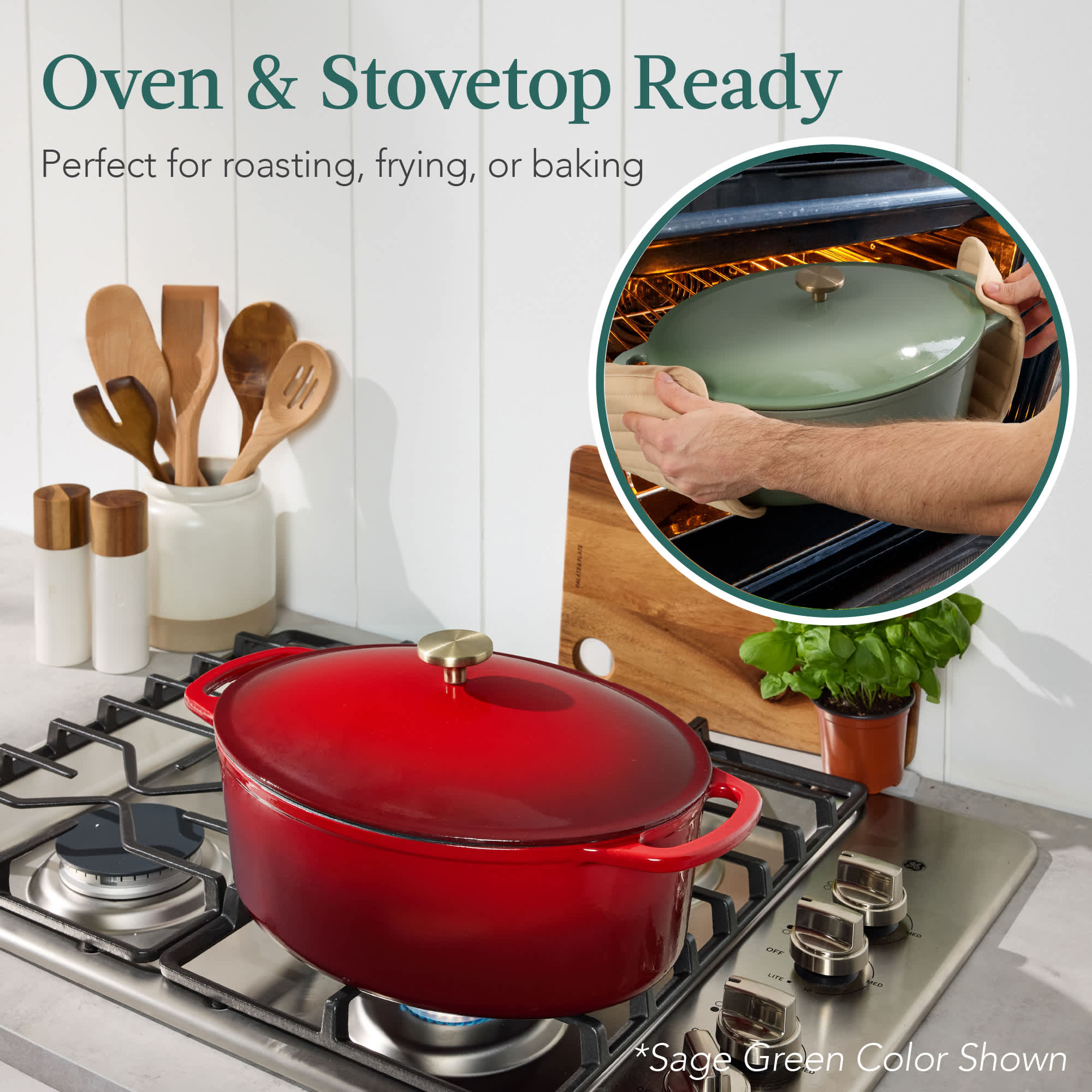 Best Choice Products Oval 7.5 Quart Cast-Iron Dutch Oven Heavy