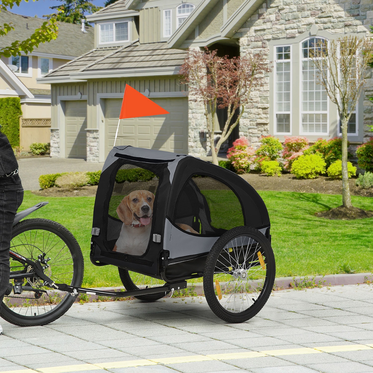 Mondawe MD-AB66453 Black 2 -Wheels Dog/Cat Bicycle trailer Weight Capacity 44-lbs