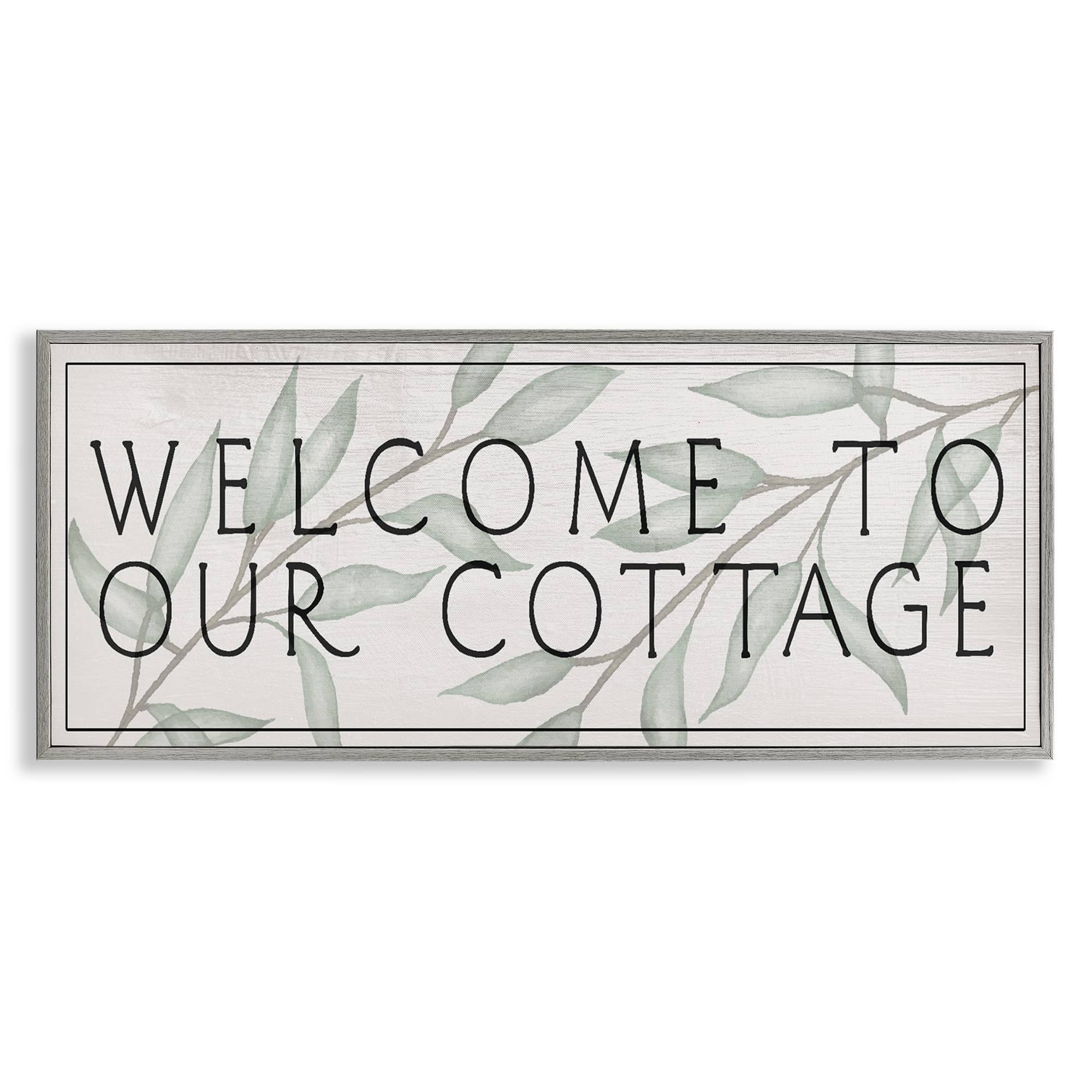 Stupell Industries BT-144-GFF-10X24 Rustic Cottage Welcome Gray Framed Giclee Art By Lil' Rue 24 x 10