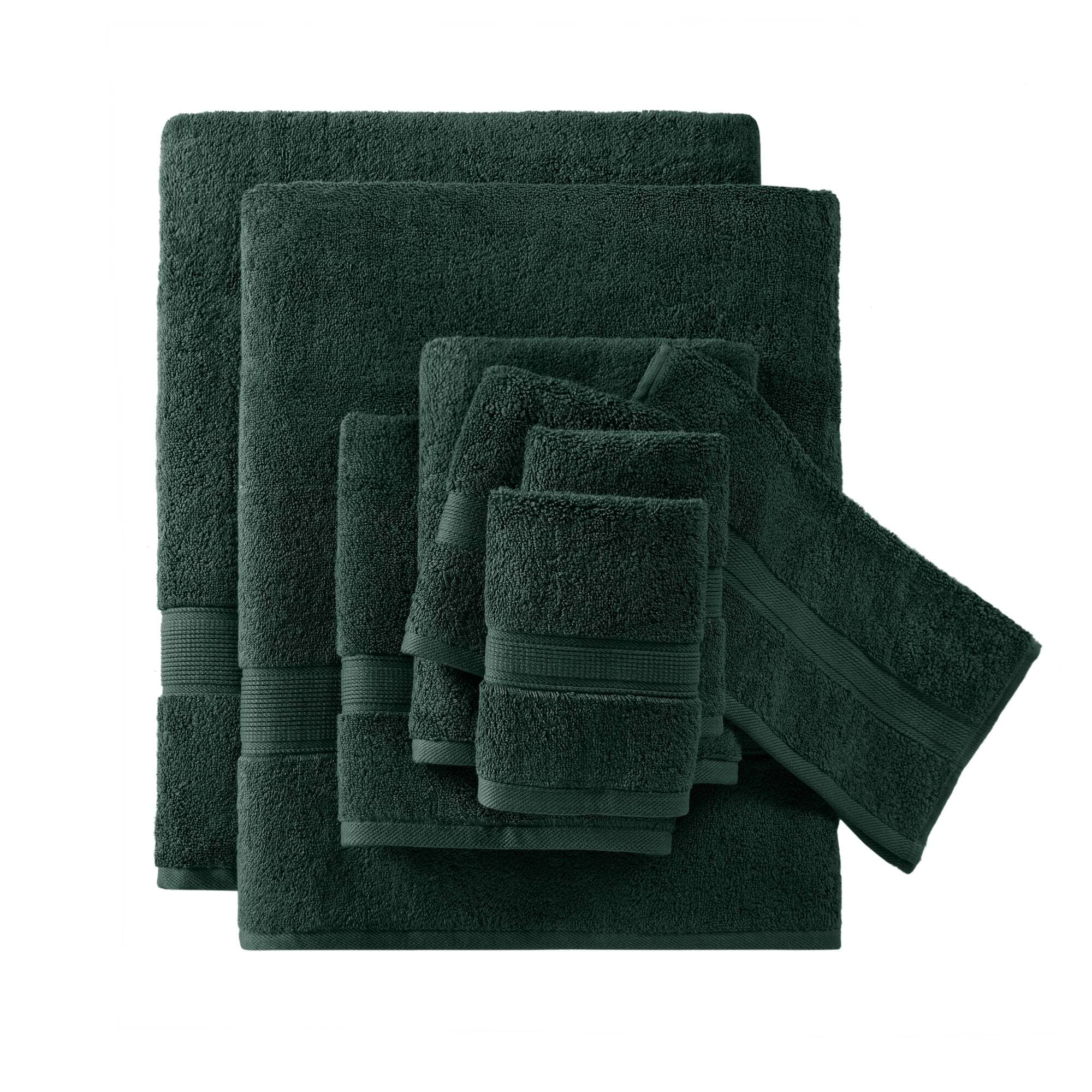 Madison Park Signature MPS73-423 8-Piece Dark Green Cotton Quick Dry Bath Towel Set (800 GSM)