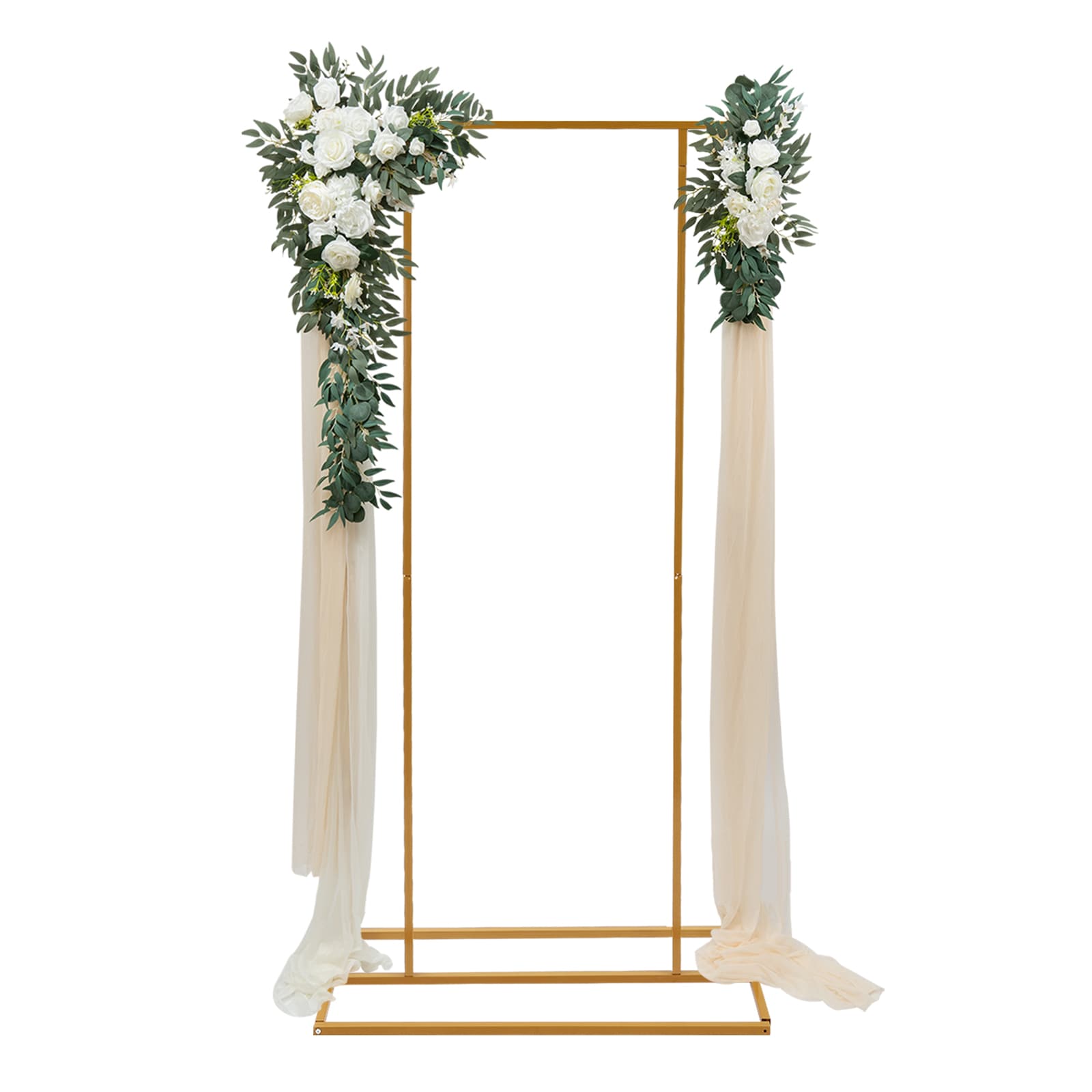 CNCEST YLJH2Y-000600 3.28-ft W x 6.56-ft H Arched Gold Rectangular Iron for Wedding Party Wrought iron Garden Arbor