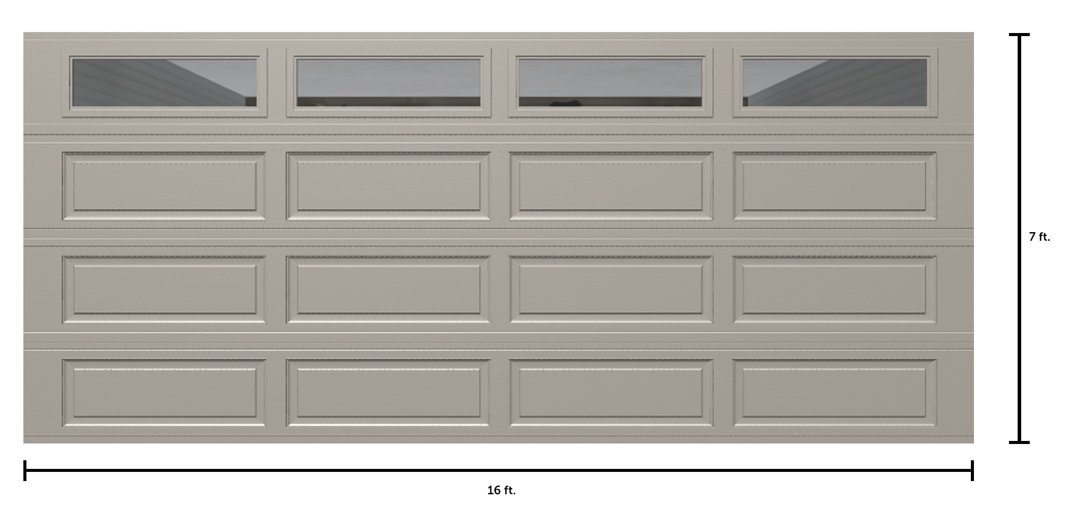 Wayne Dalton Classic Steel Model 9100 16-ft x 7-ft Insulated Taupe Double Garage Door with Windows