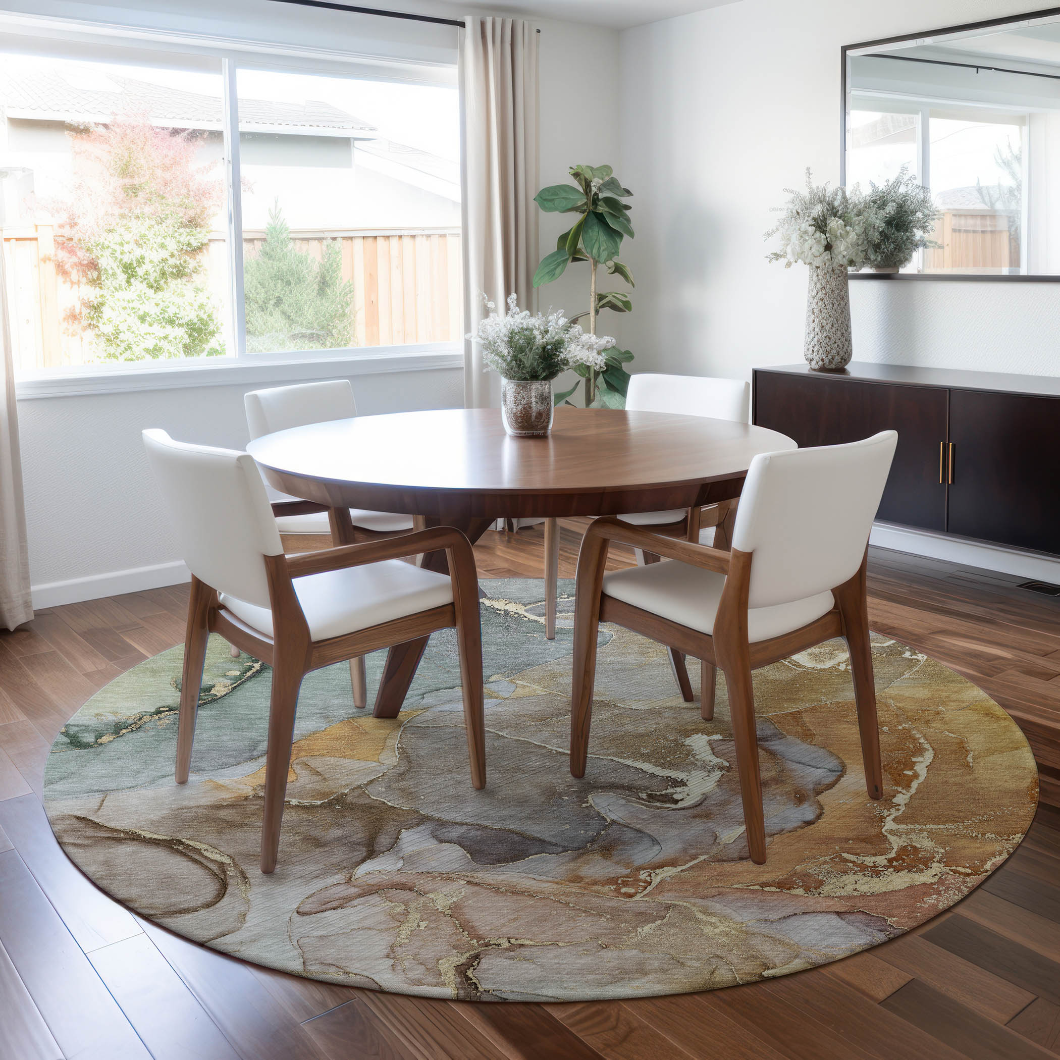 Addison Rugs ACN500BG8RO Chantille ACN500BG 8 x 8 (ft) Polyester Beige Round Indoor/Outdoor Machine washable Area rug