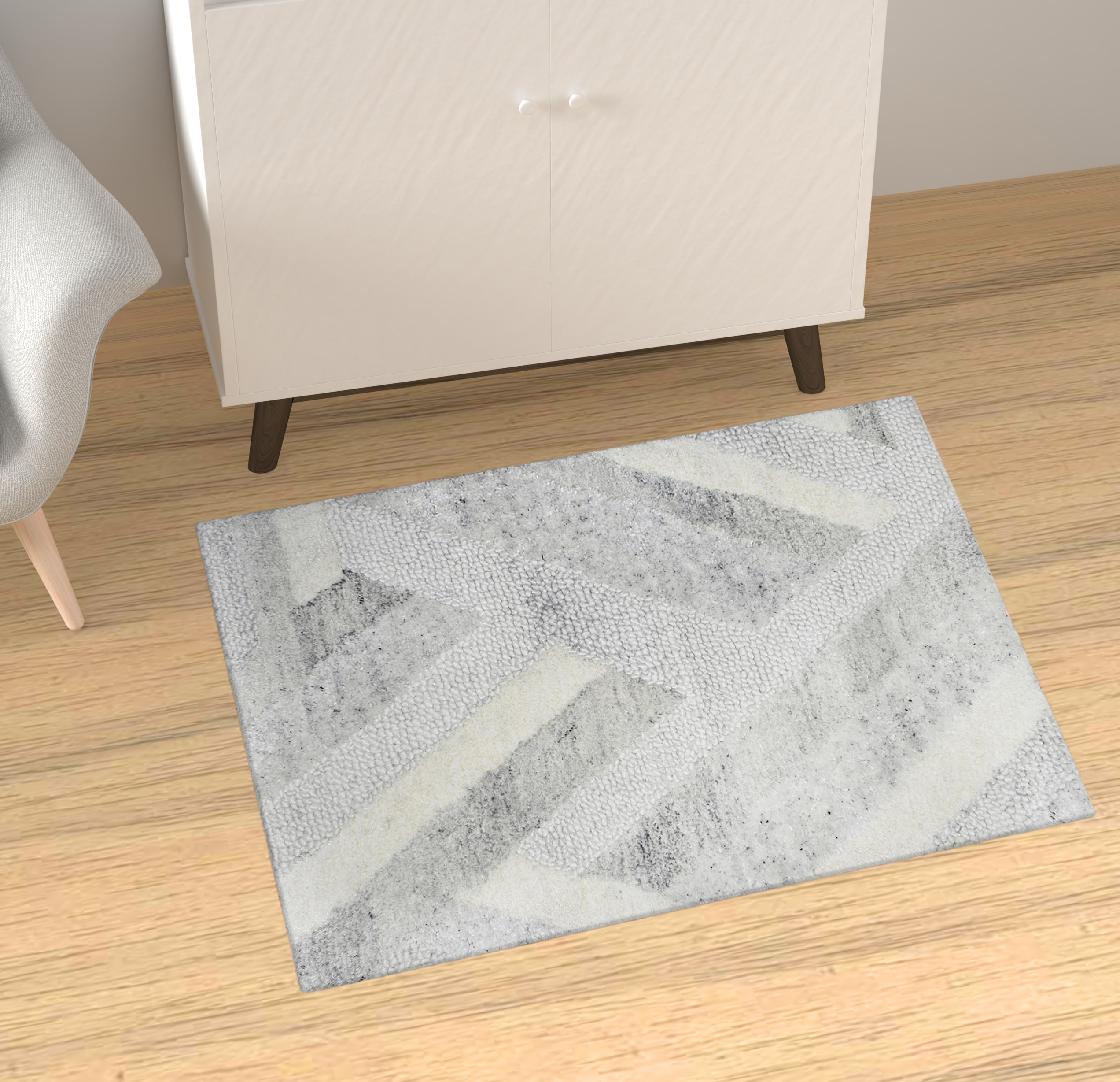 Origin 21 JJ-20151 Remi 2 x 3 (ft) Tufted Polyester Light Grey Rectangular Indoor Geometric Throw rug