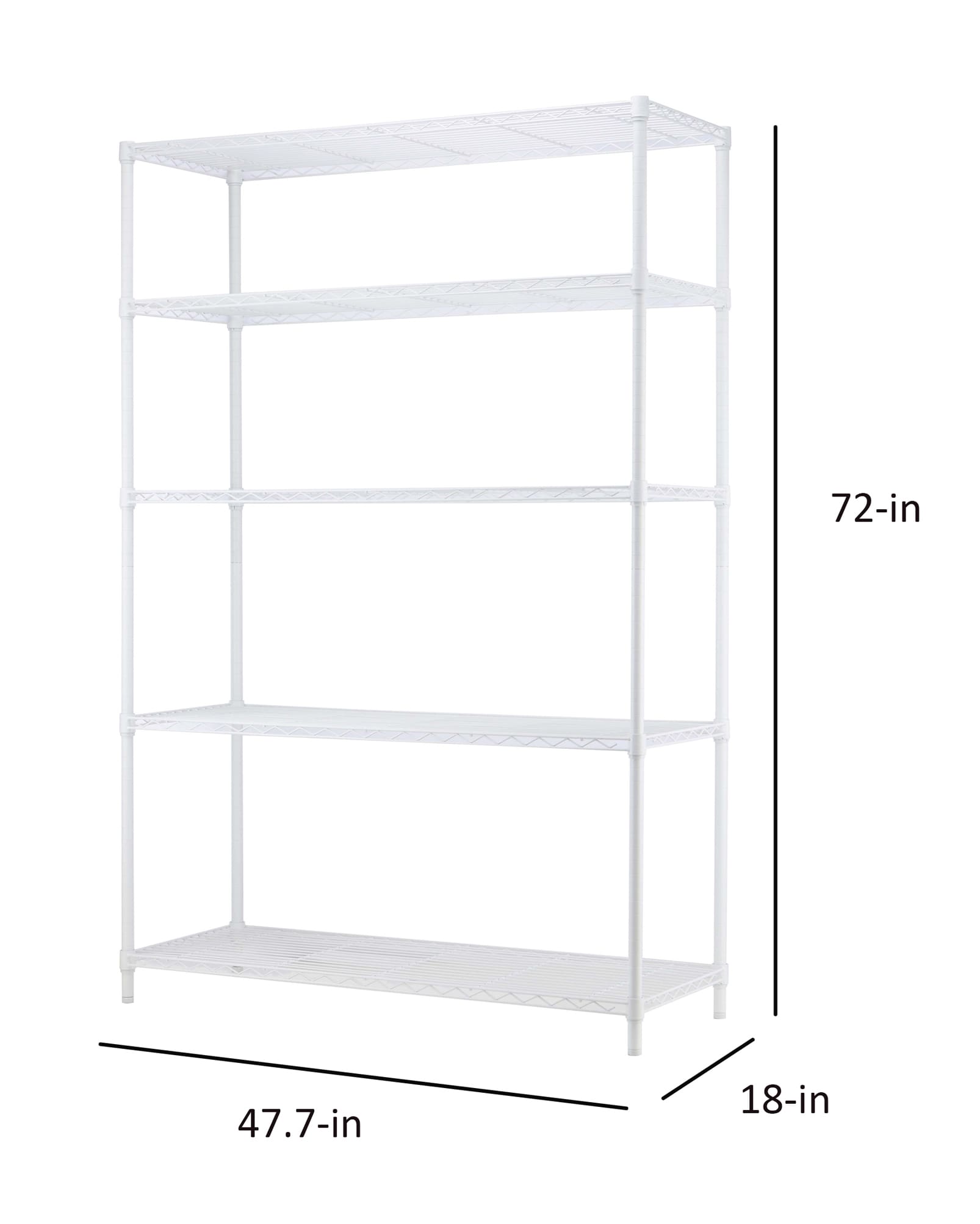 Style Selections Steel 5-Tier Utility Shelving Unit (47.7-in W x 18-in ...