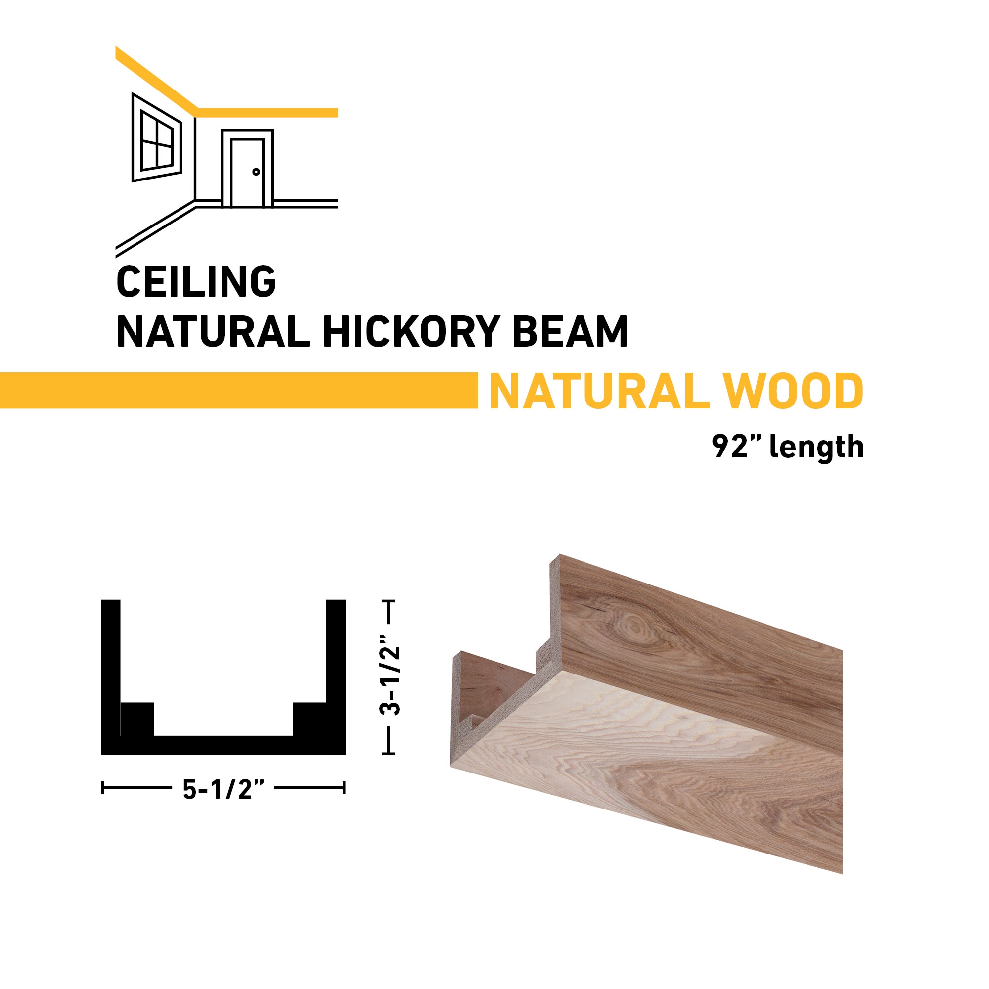 Ornamental Mouldings BEAMNAT02-92HIC5X3 Faux-Beams - View #3