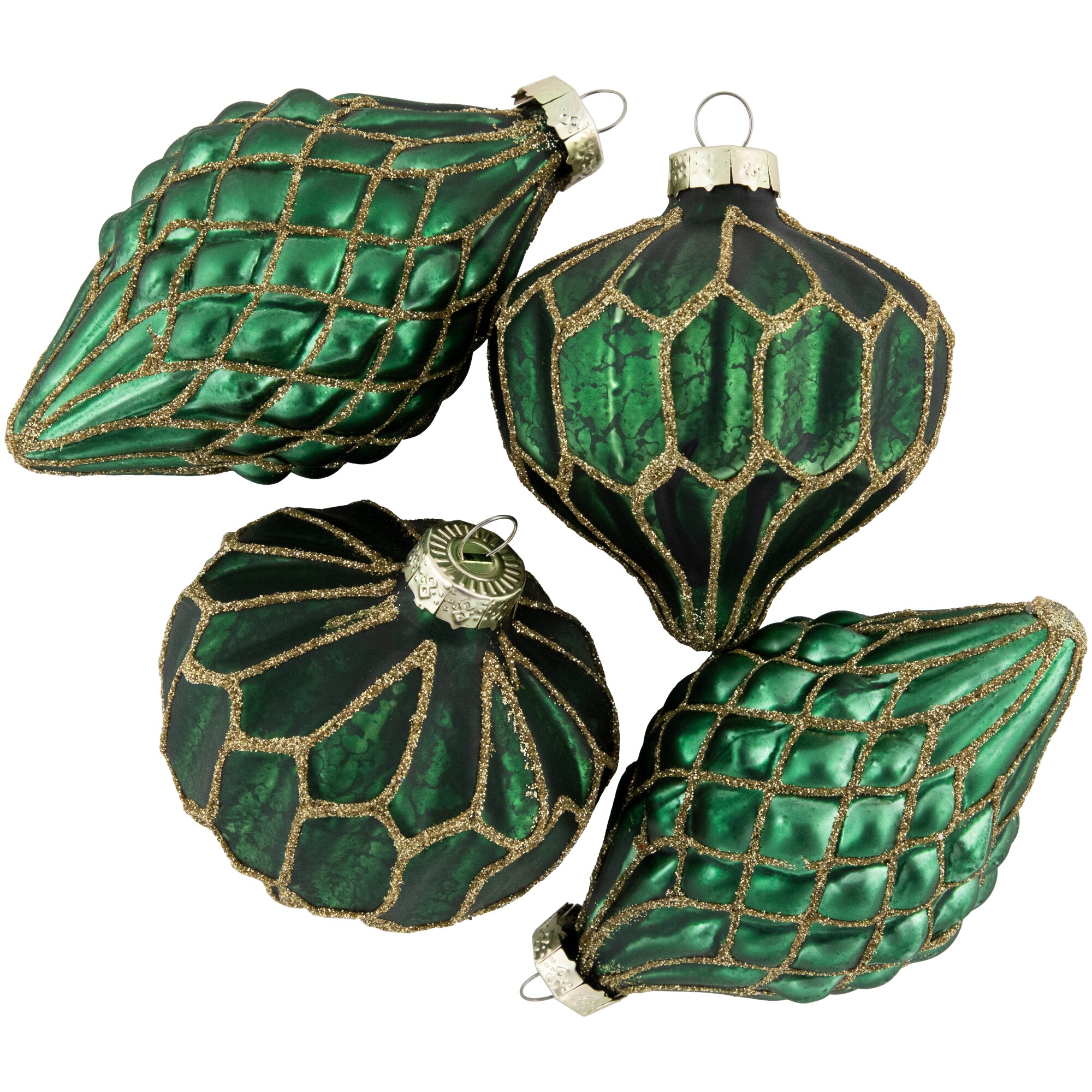 Northlight 34865033 4 -Pack Green Standard Indoor Ornament set